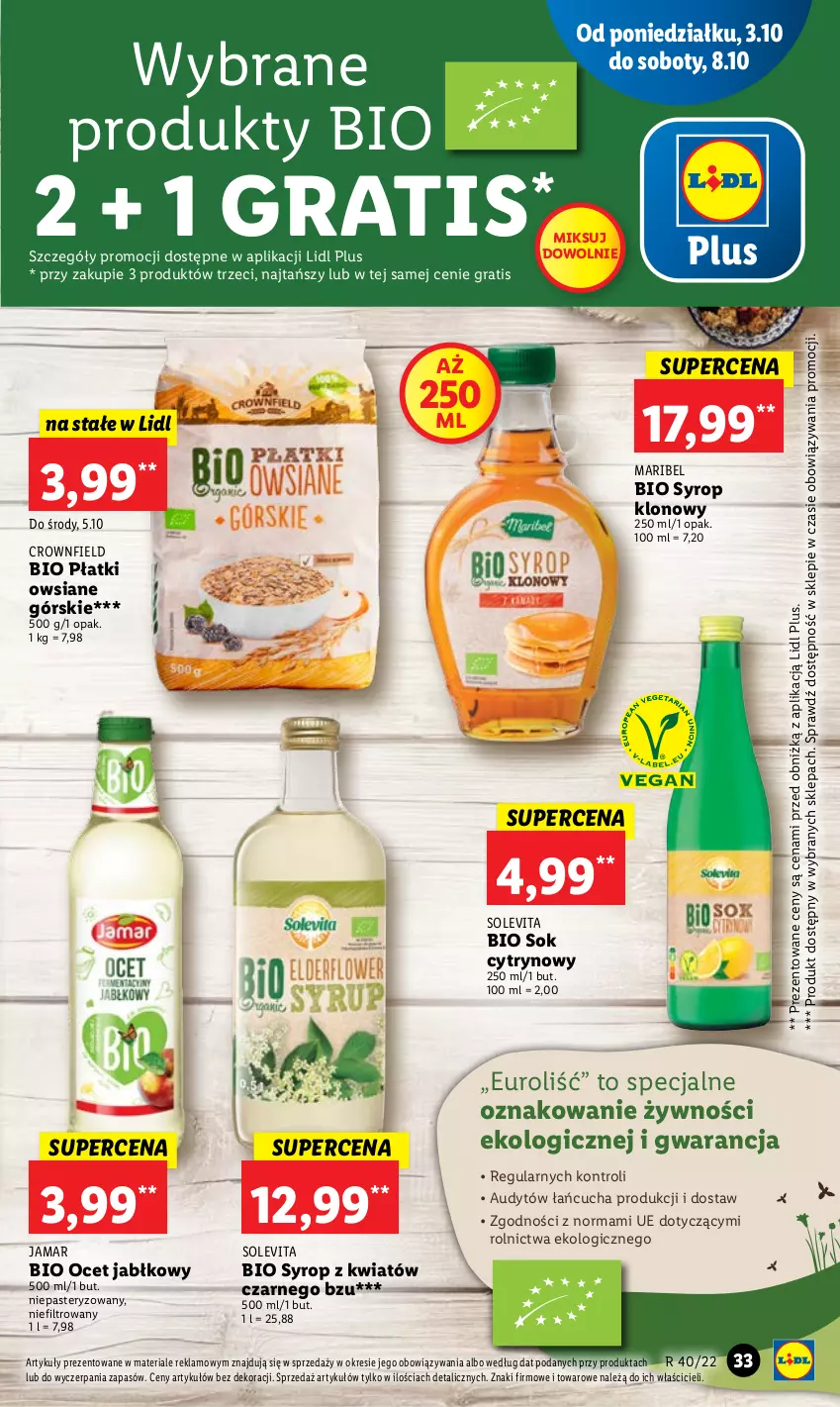 Gazetka promocyjna Lidl - GAZETKA - ważna 03.10 do 05.10.2022 - strona 37 - produkty: Gra, Ocet, Płatki owsiane, Sok, Syrop