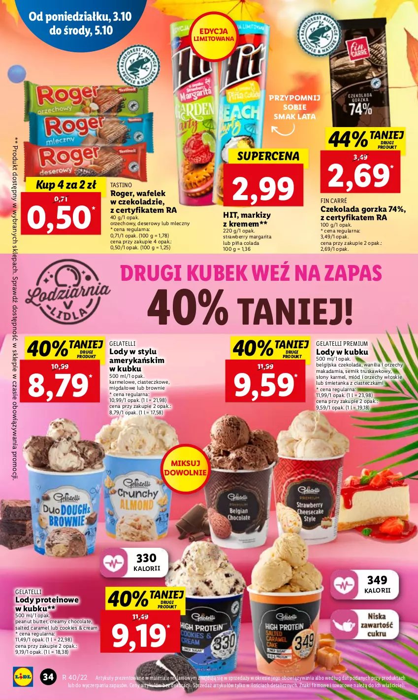 Gazetka promocyjna Lidl - GAZETKA - ważna 03.10 do 05.10.2022 - strona 38 - produkty: Brownie, Czekolada, Czekolada gorzka, Deser, Kubek, LG, Lody, Miód, Orzechy włoskie, Piña Colada, Ser, Wafelek