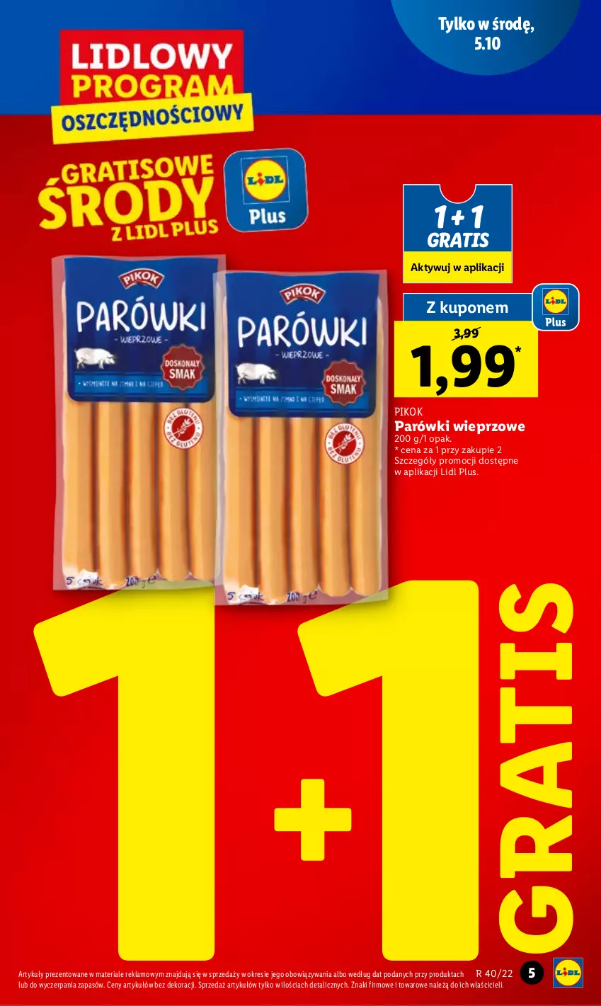 Gazetka promocyjna Lidl - GAZETKA - ważna 03.10 do 05.10.2022 - strona 5 - produkty: Gra, Parówki, PIKOK