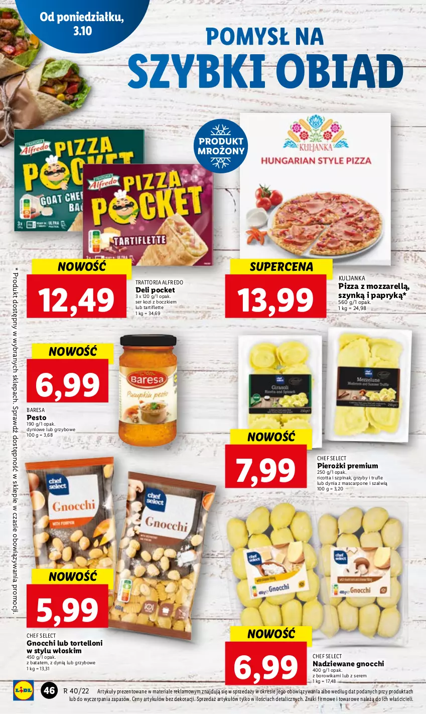 Gazetka promocyjna Lidl - GAZETKA - ważna 03.10 do 05.10.2022 - strona 50 - produkty: Dynią, Gnocchi, Grzyby, Mascarpone, Pesto, Pizza, Ricotta, Ser, Ser kozi, Szpinak, Tortelloni