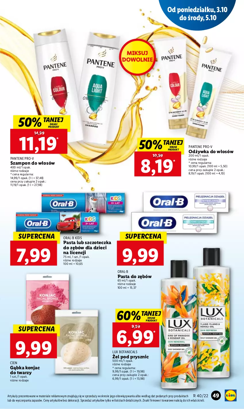 Gazetka promocyjna Lidl - GAZETKA - ważna 03.10 do 05.10.2022 - strona 53 - produkty: Dzieci, Odżywka, Pantene, Szampon, Szczoteczka, Szczoteczka do zębów