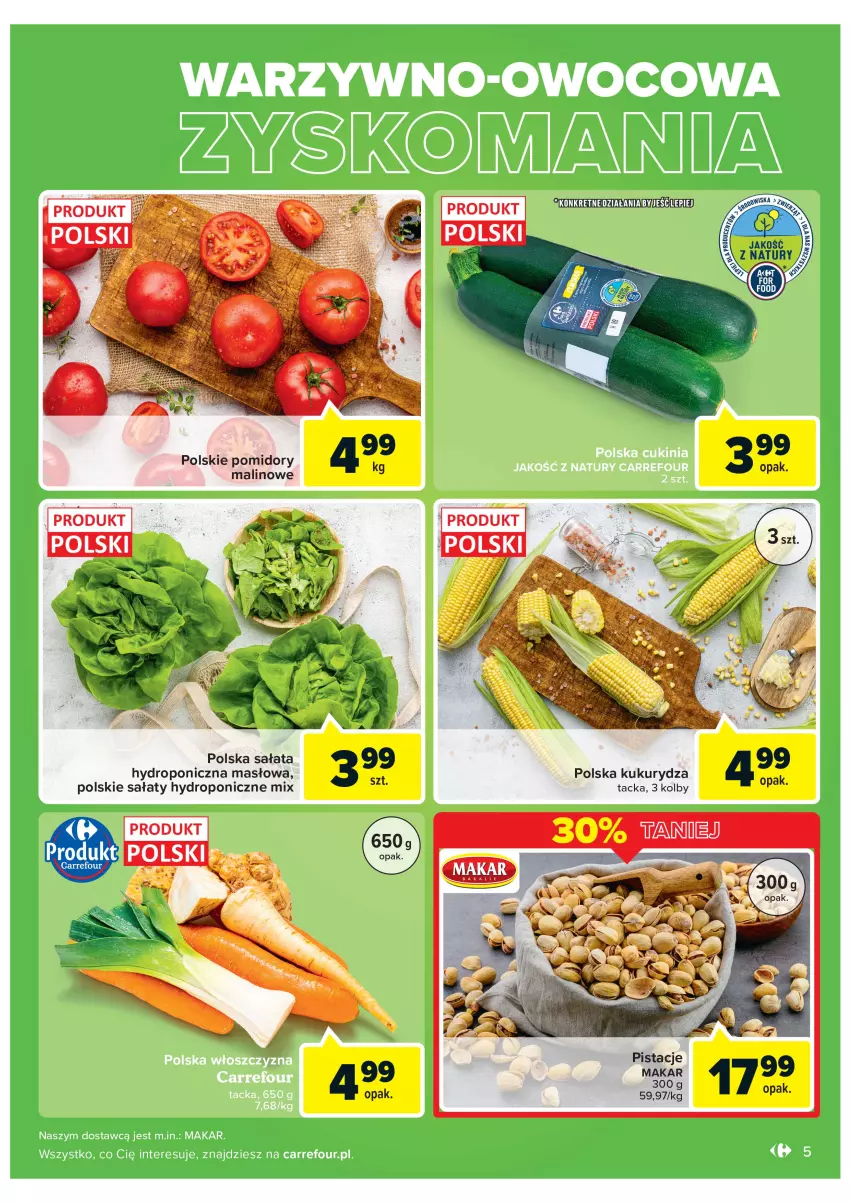 Gazetka promocyjna Carrefour - Gazetka Targ świeżości - ważna 06.09 do 12.09.2022 - strona 5 - produkty: Kret, Kukurydza, Masło, Pistacje, Pomidory, Sałat