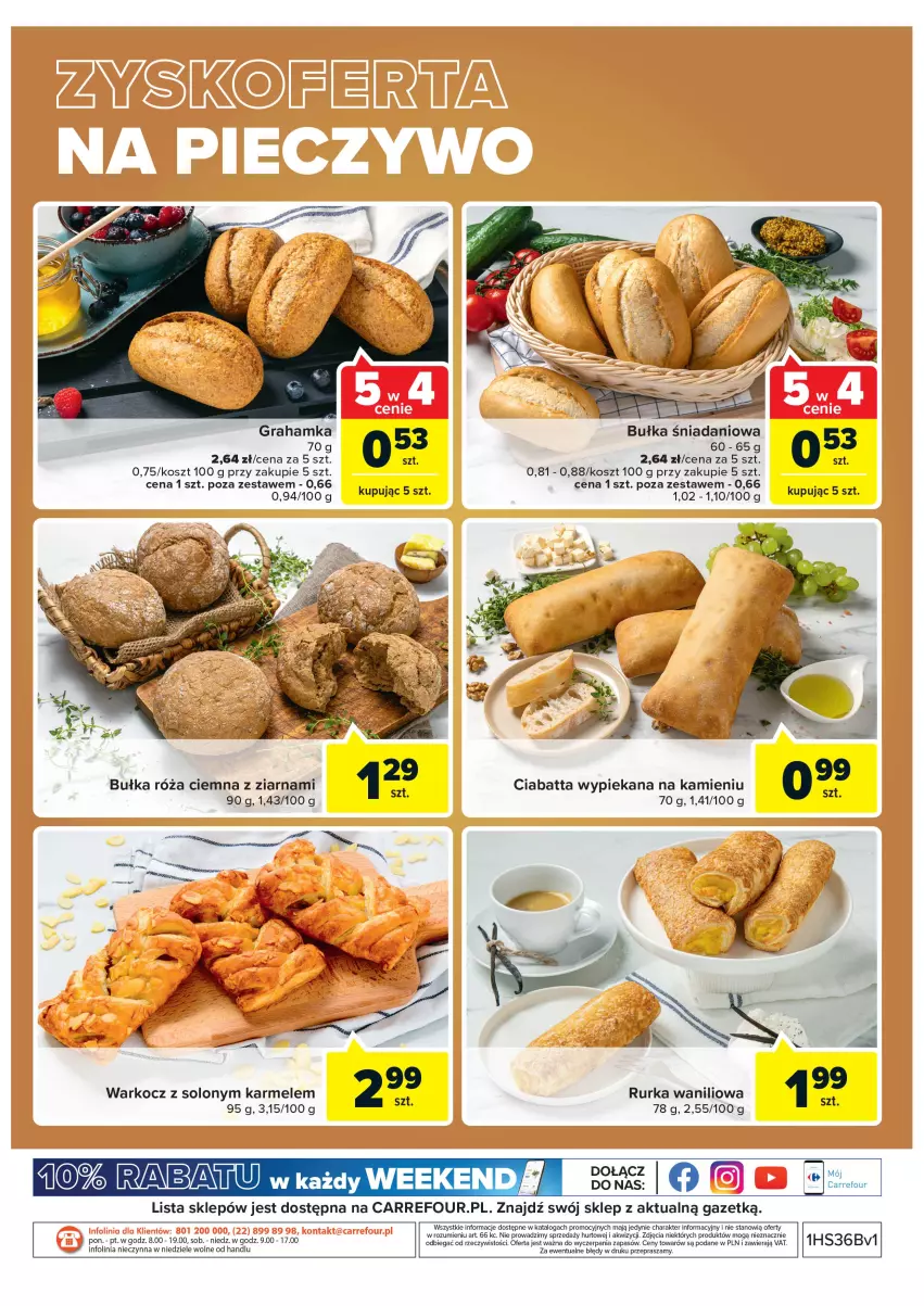 Gazetka promocyjna Carrefour - Gazetka Targ świeżości - ważna 06.09 do 12.09.2022 - strona 8 - produkty: Bułka, Ciabatta, Danio, Gra, Koc, Kosz, Róża