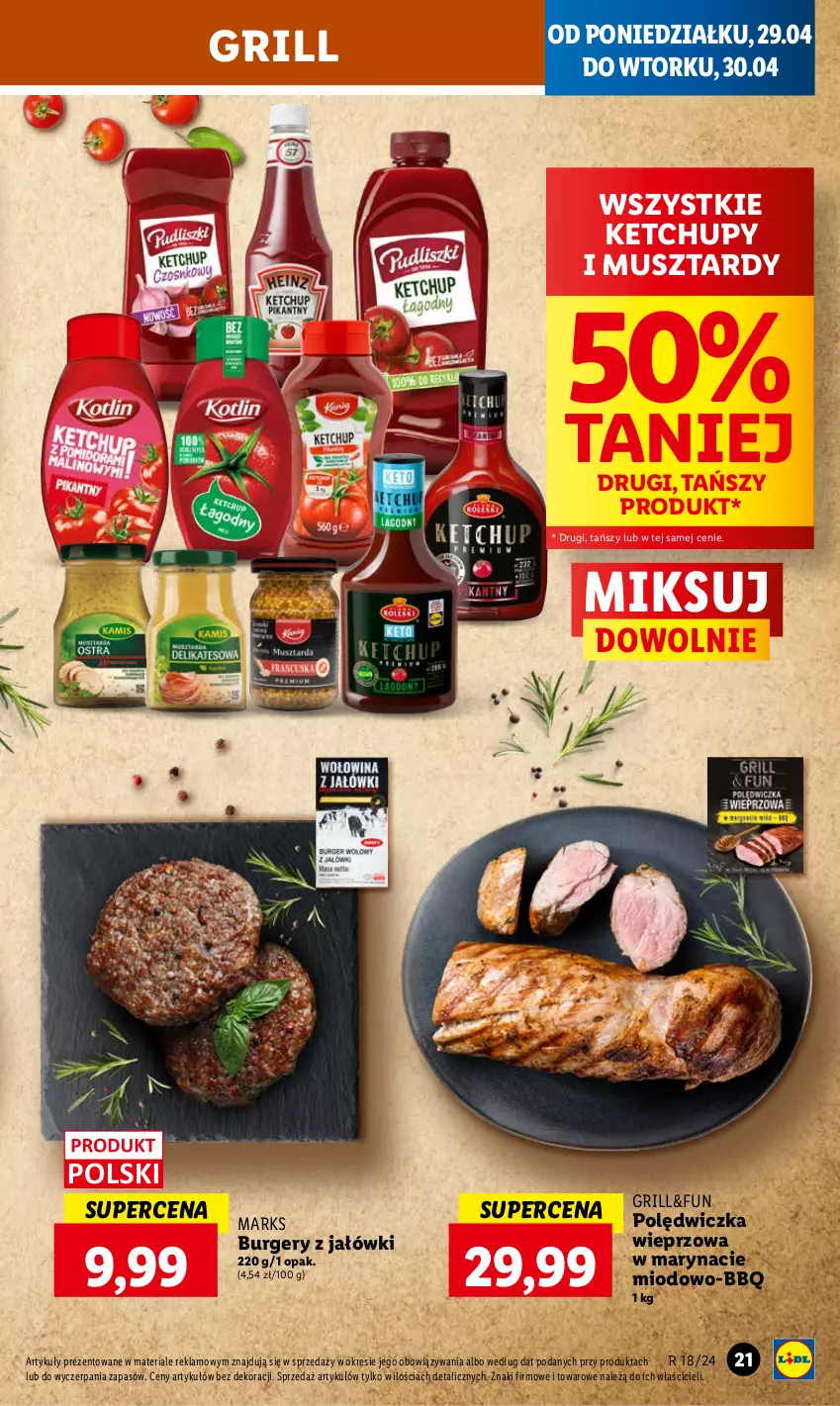 Gazetka promocyjna Lidl - GAZETKA - ważna 29.04 do 30.04.2024 - strona 25 - produkty: Burger, Grill, Ketchup, Mus, Polędwiczka wieprzowa