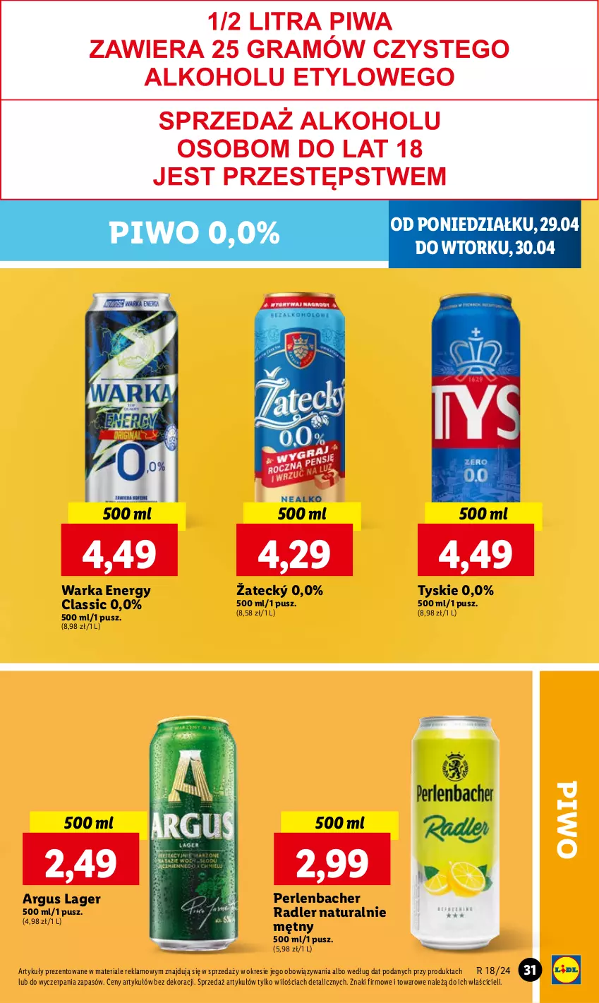 Gazetka promocyjna Lidl - GAZETKA - ważna 29.04 do 30.04.2024 - strona 35 - produkty: NBA, Piwo, Radler, Tyskie, Warka