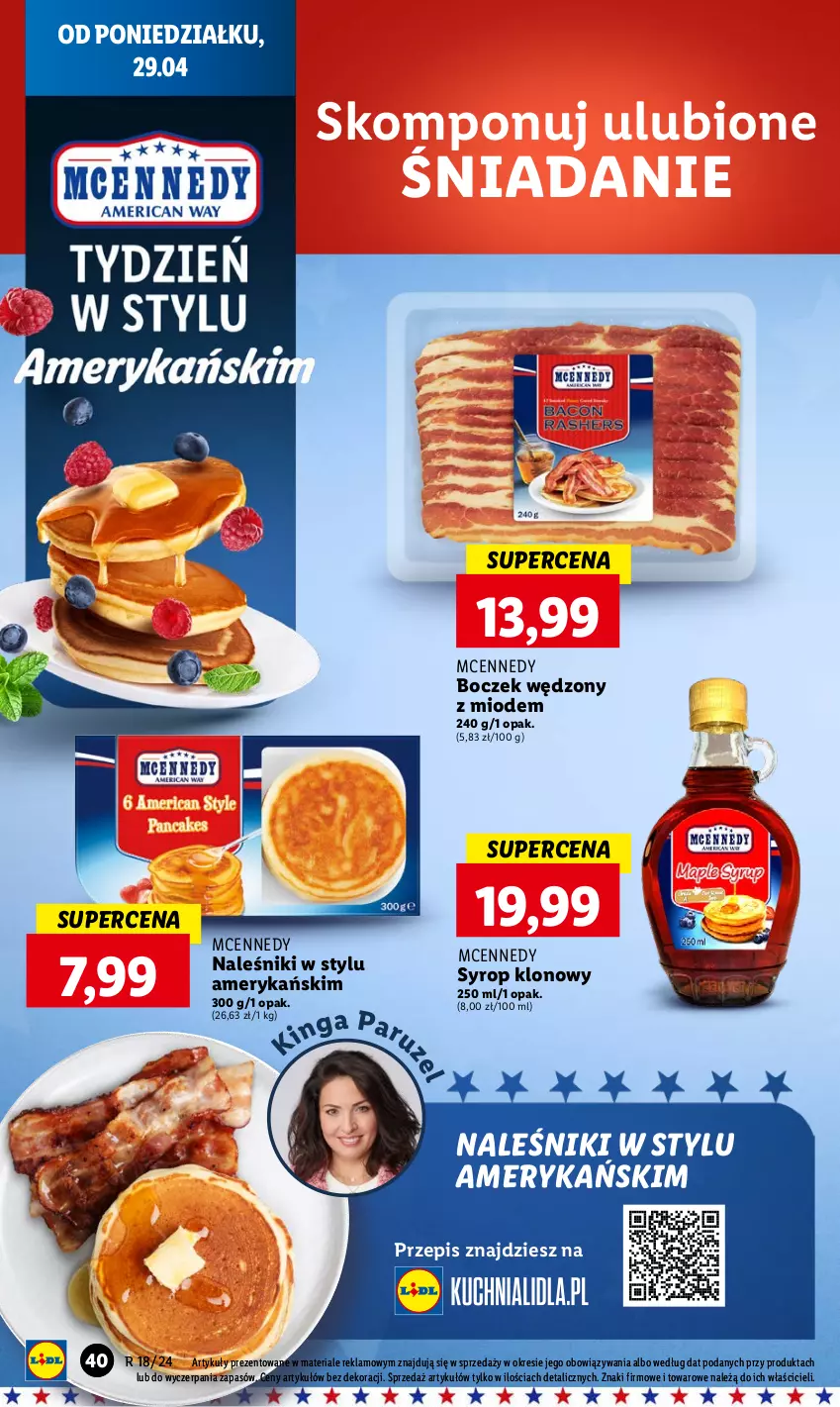 Gazetka promocyjna Lidl - GAZETKA - ważna 29.04 do 30.04.2024 - strona 44 - produkty: Boczek, Naleśniki, Syrop