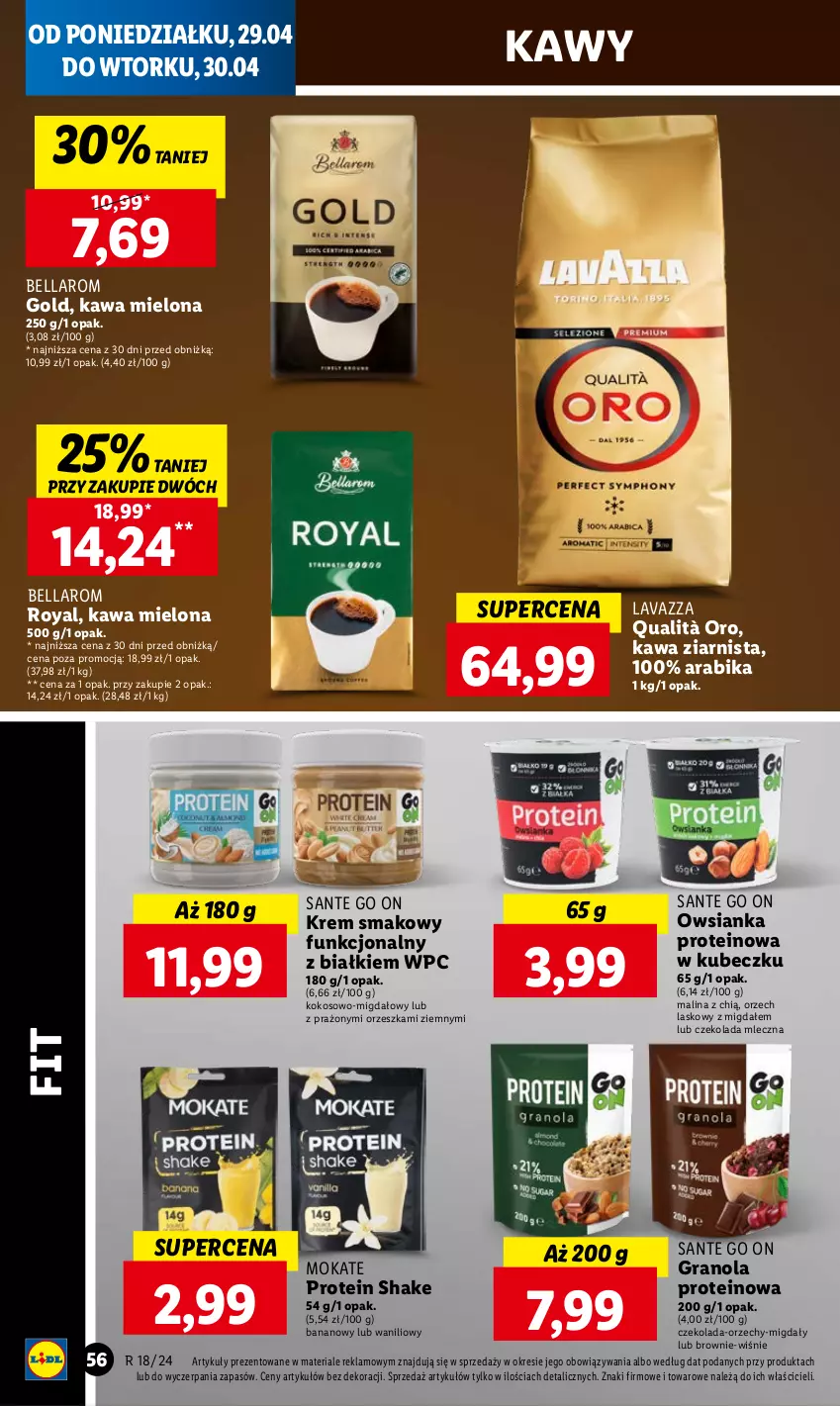 Gazetka promocyjna Lidl - GAZETKA - ważna 29.04 do 30.04.2024 - strona 62 - produkty: Bell, Bella, Brownie, Czekolada, Czekolada mleczna, Gra, Granola, Kawa, Kawa mielona, Kawa ziarnista, Kokos, Lavazza, Migdały, Owsianka, Sante