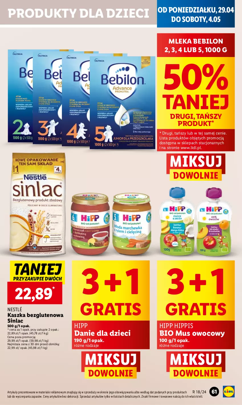 Gazetka promocyjna Lidl - GAZETKA - ważna 29.04 do 30.04.2024 - strona 67 - produkty: BEBILON, Danie dla dzieci, Dzieci, Gra, HiPP, Mus, Nestlé, Sinlac