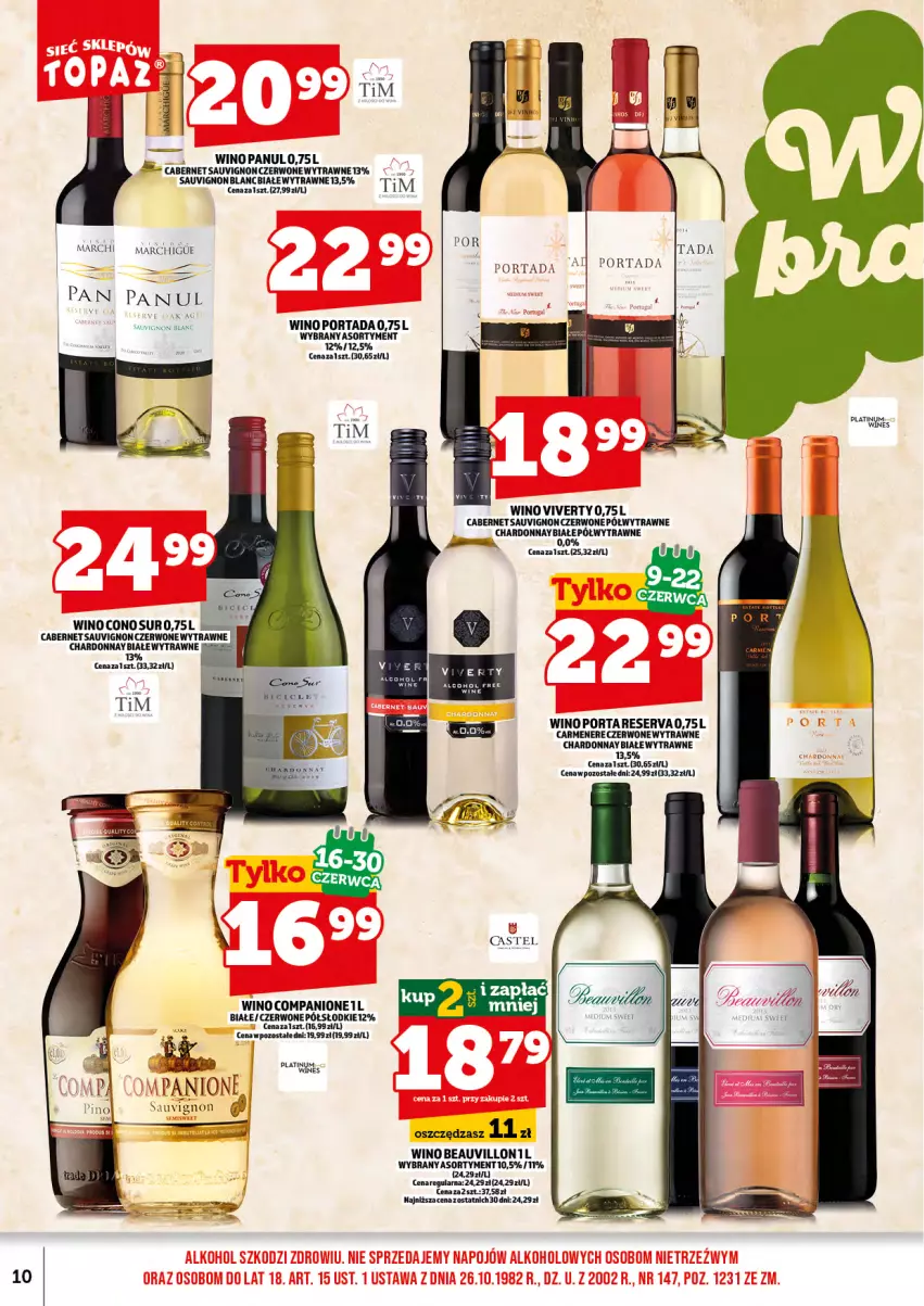 Gazetka promocyjna Topaz - Gazetka - ważna 02.06 do 30.06.2025 - strona 12 - produkty: AniOne, Cabernet Sauvignon, Chardonnay, Por, Portada, Sauvignon Blanc, Ser, Wino