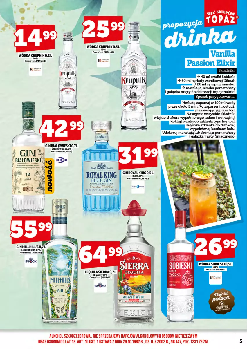 Gazetka promocyjna Topaz - Gazetka - ważna 02.06 do 30.06.2025 - strona 7 - produkty: Dilmah, Gin, Krupnik, Lanki, Sok, Syrop, Szklanka, Tequila, Top, Wódka