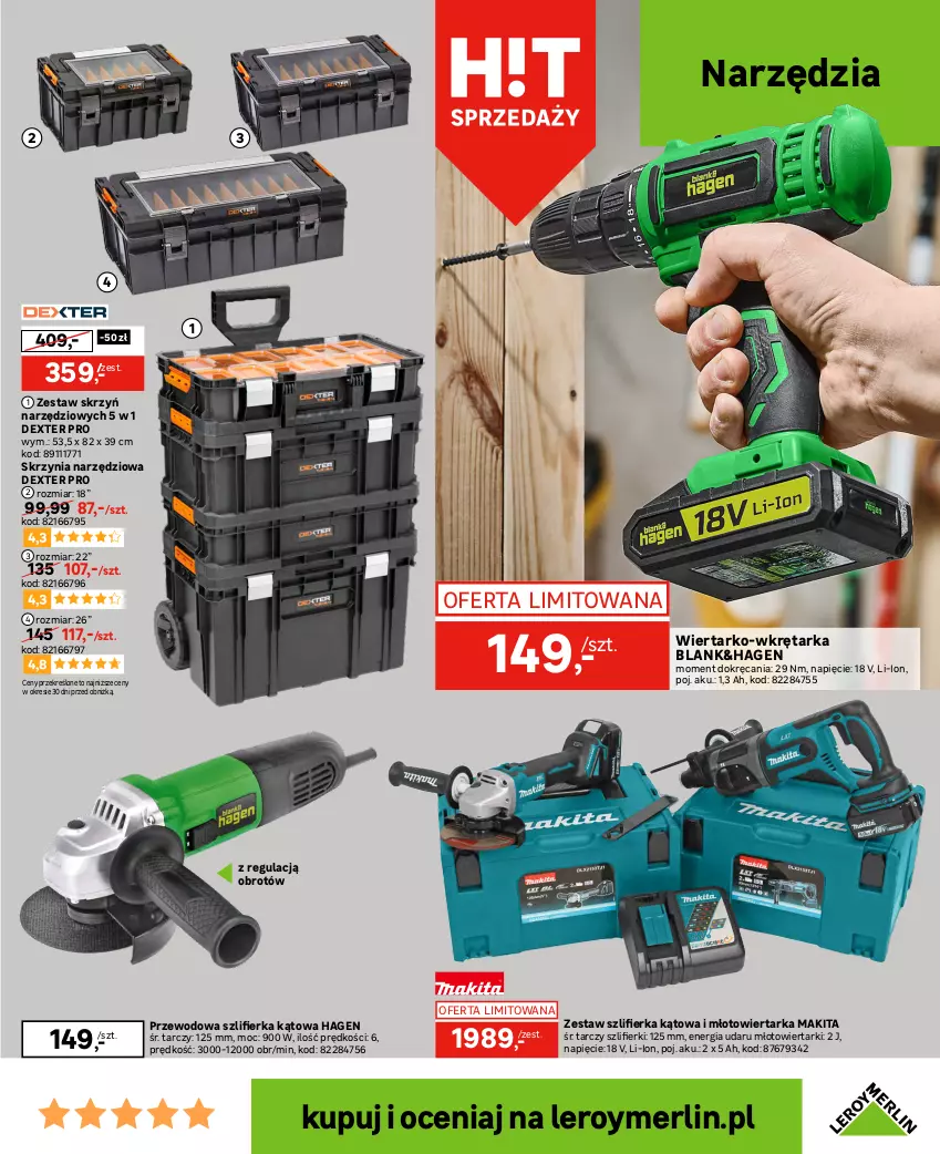 Gazetka promocyjna Leroy Merlin - Gazetka Leroy Merlin - ważna 25.10 do 14.11.2023 - strona 21 - produkty: Garaż, Gra, Makita, Młot, Młotowiertarka, Skrzynia narzędziowa, Szlifierka, Szlifierka kątowa, Tarka, Uchwyty, Waga, Wiertarka, Wkręt, Wkrętarka