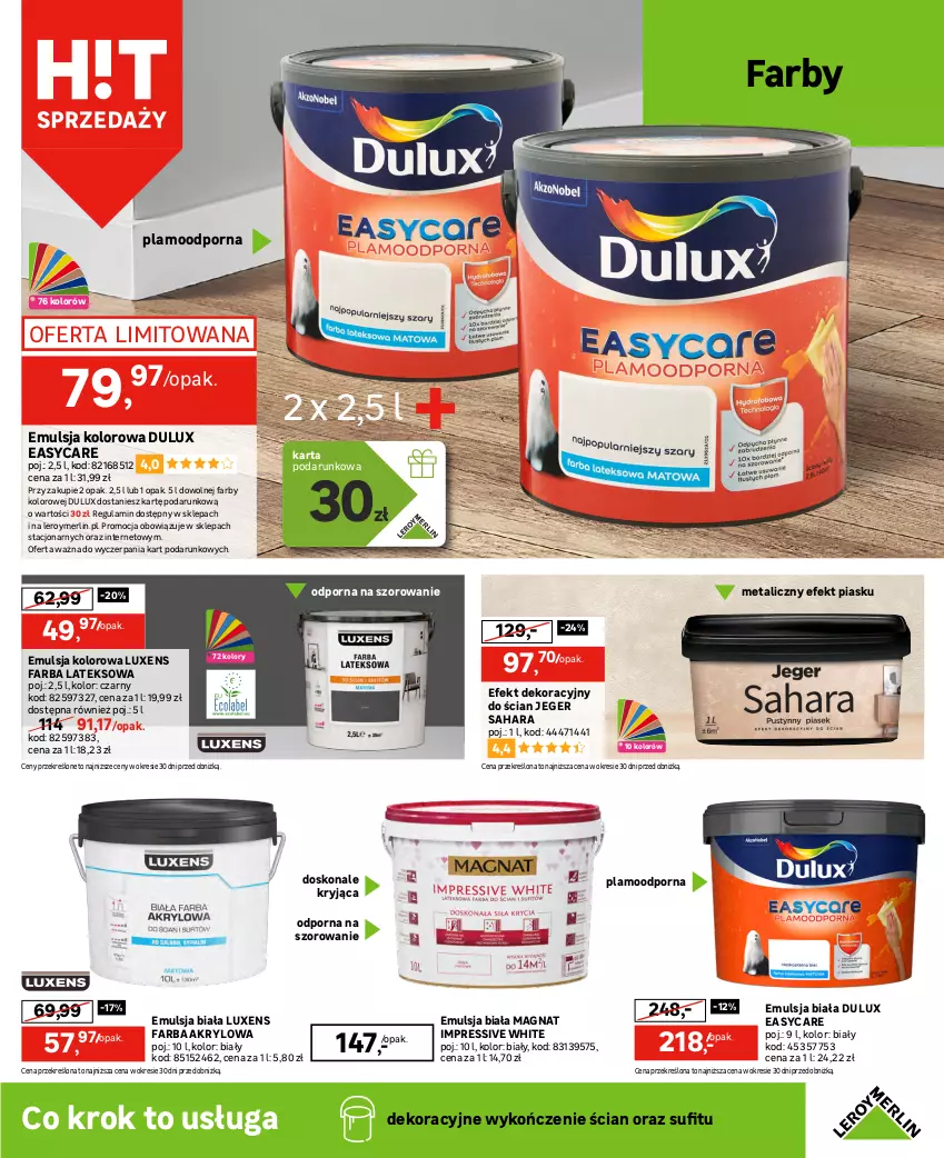 Gazetka promocyjna Leroy Merlin - Gazetka Leroy Merlin - ważna 25.10 do 14.11.2023 - strona 5 - produkty: Deska wolnoopadająca, Dulux, Emulsja, Fa, Farba akrylowa, Farba lateksowa, Grohe, Kompakt WC, Luxens, Miska, Por