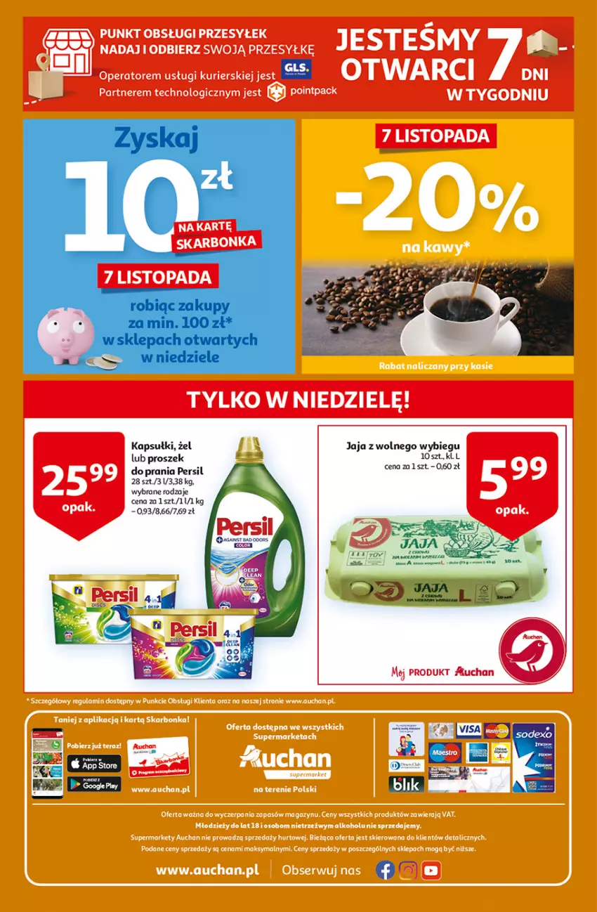 Gazetka promocyjna Auchan - Jesienne superokazje Supermarkety - ważna 04.11 do 10.11.2021 - strona 8 - produkty: Jaja, Jaja z wolnego wybiegu, Persil, Proszek do prania