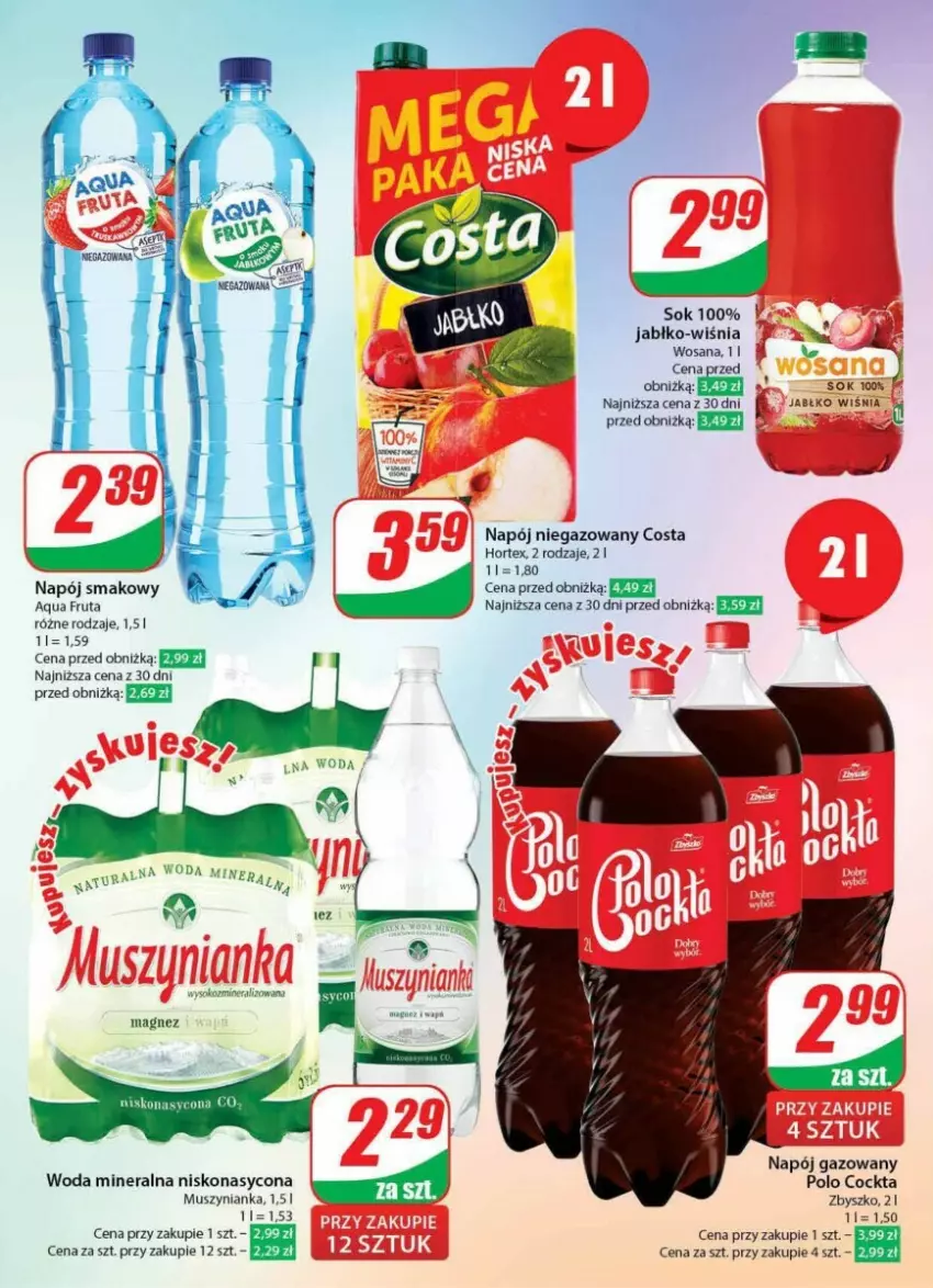 Gazetka promocyjna Dino - ważna 17.01 do 23.01.2024 - strona 34 - produkty: Hortex, Mus, Muszynianka, Napój, Napój gazowany, Napój niegazowany, Sok, Woda, Woda mineralna, Wosana