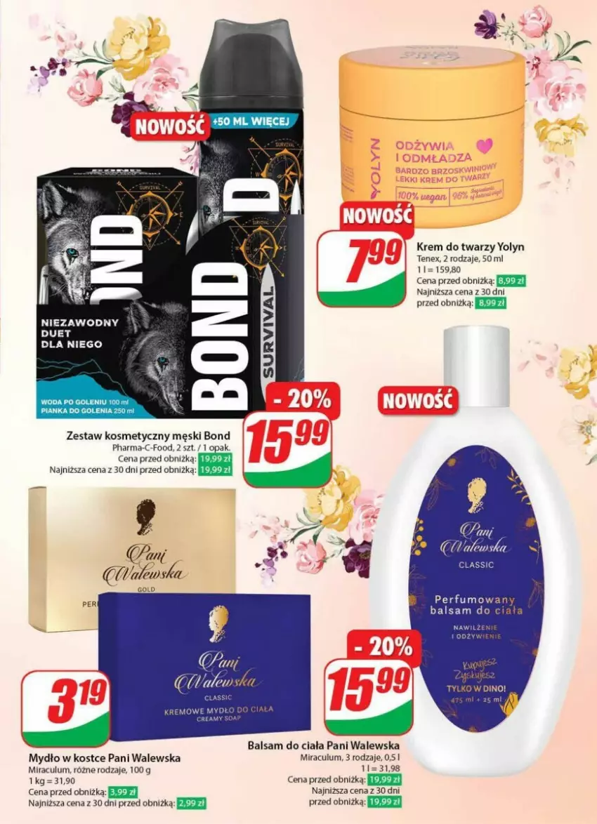 Gazetka promocyjna Dino - ważna 17.01 do 23.01.2024 - strona 42 - produkty: Balsam do ciała, Krem do twarzy, Mydło, Perfum, Tenex, Woda, Woda po goleniu