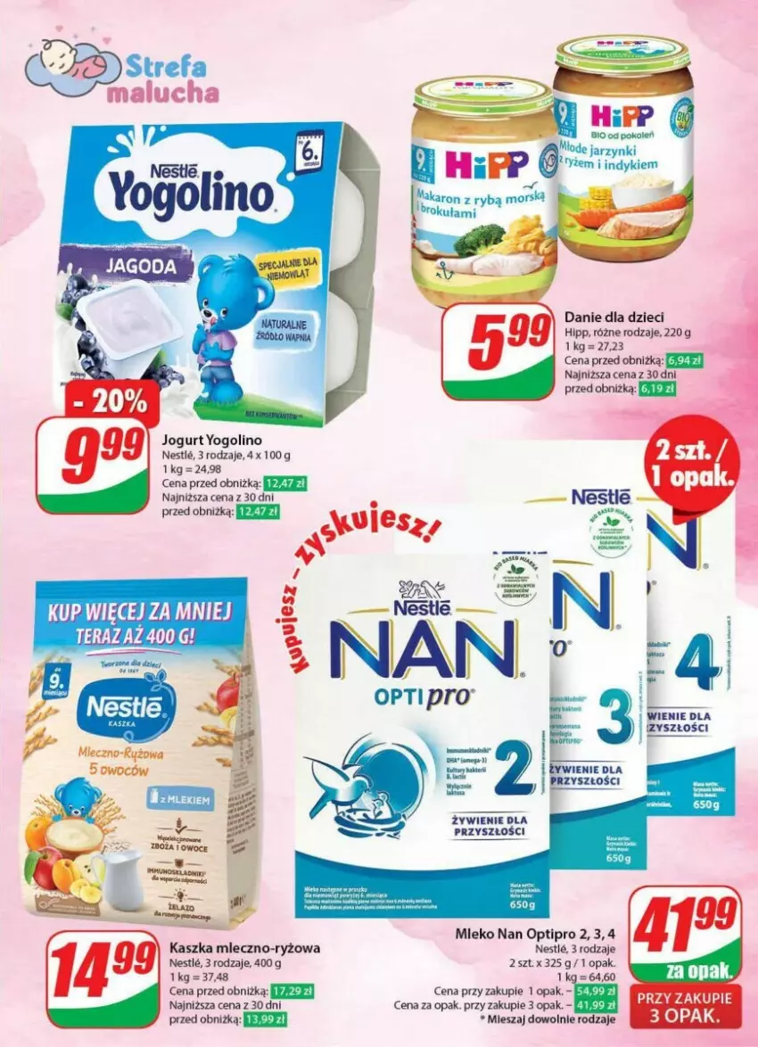 Gazetka promocyjna Dino - ważna 17.01 do 23.01.2024 - strona 55 - produkty: Danie dla dzieci, Dzieci, Fa, HiPP, Jogurt, Makaron, Mleko, NAN Optipro, Ryż, Tera