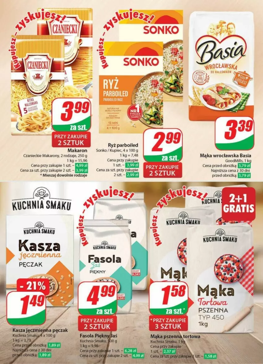 Gazetka promocyjna Dino - ważna 17.01 do 23.01.2024 - strona 8 - produkty: Basia, Fa, Fasola, Kasza, Kuchnia, Kupiec, Mąka, Makaron, Piec, Ryż, Ryż parboiled, Sonko