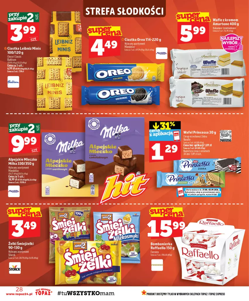 Gazetka promocyjna Topaz - Gazetka - ważna 27.08 do 02.09.2026 - strona 28 - produkty: Ciastka, Milka, Mleczko, Top