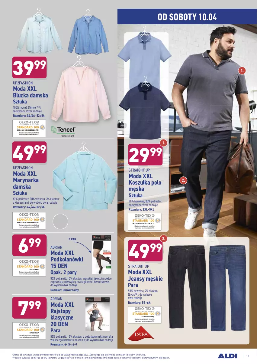 Gazetka promocyjna Aldi - Od Środy - ważna 07.04 do 10.04.2021 - strona 11 - produkty: Fa, Kosz, Koszulka, Moda, Rajstopy, Sok, Top, Wełna