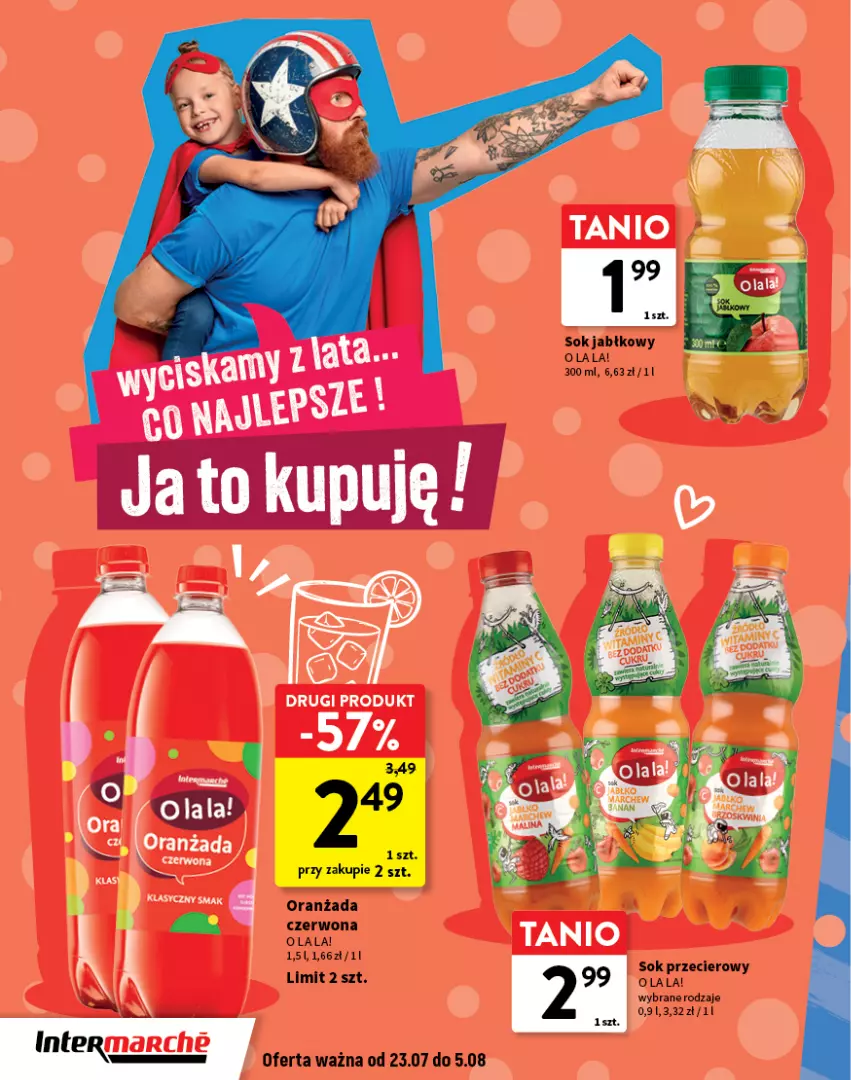 Gazetka promocyjna Intermarche - Gazetka Intermarche - ważna 23.07 do 05.08.2026 - strona 8 - produkty: Oranżada, Sok, Sok jabłkowy, Sok przecierowy