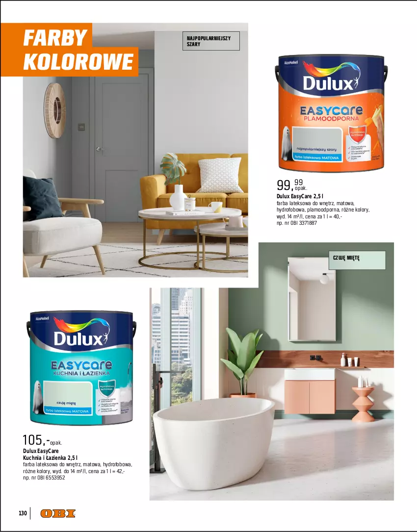 Gazetka promocyjna Obi - Gazetka OBI - ważna 01.09 do 31.12.2025 - strona 130 - produkty: Beckers, Designer Colour, Dulux, Fa, Farba ceramiczna, Farba lateksowa, Kuchnia, Lazur, Magnat Ceramic, Por