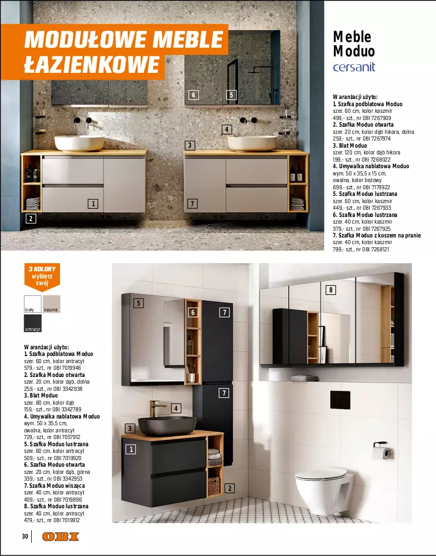 Gazetka promocyjna Obi - Gazetka OBI - ważna 01.09 do 31.12.2025 - strona 30 - produkty: Kosz, Meble, Meble łazienkowe, Metro, Szafka, Szafka pod umywalkę, Uchwyty, Umywalka