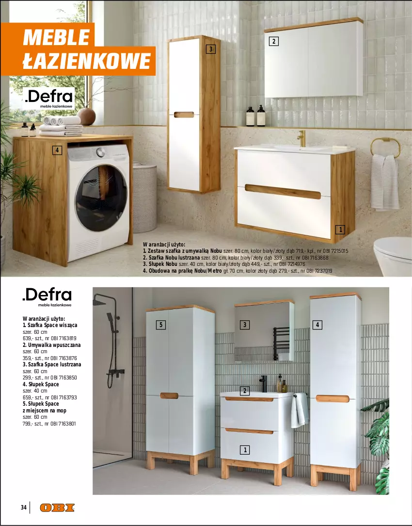 Gazetka promocyjna Obi - Gazetka OBI - ważna 01.09 do 31.12.2025 - strona 34 - produkty: Komoda, Meble, Meble łazienkowe, Metro, Moda, Mop, Słupek, Szafka, Uchwyty, Umywalka