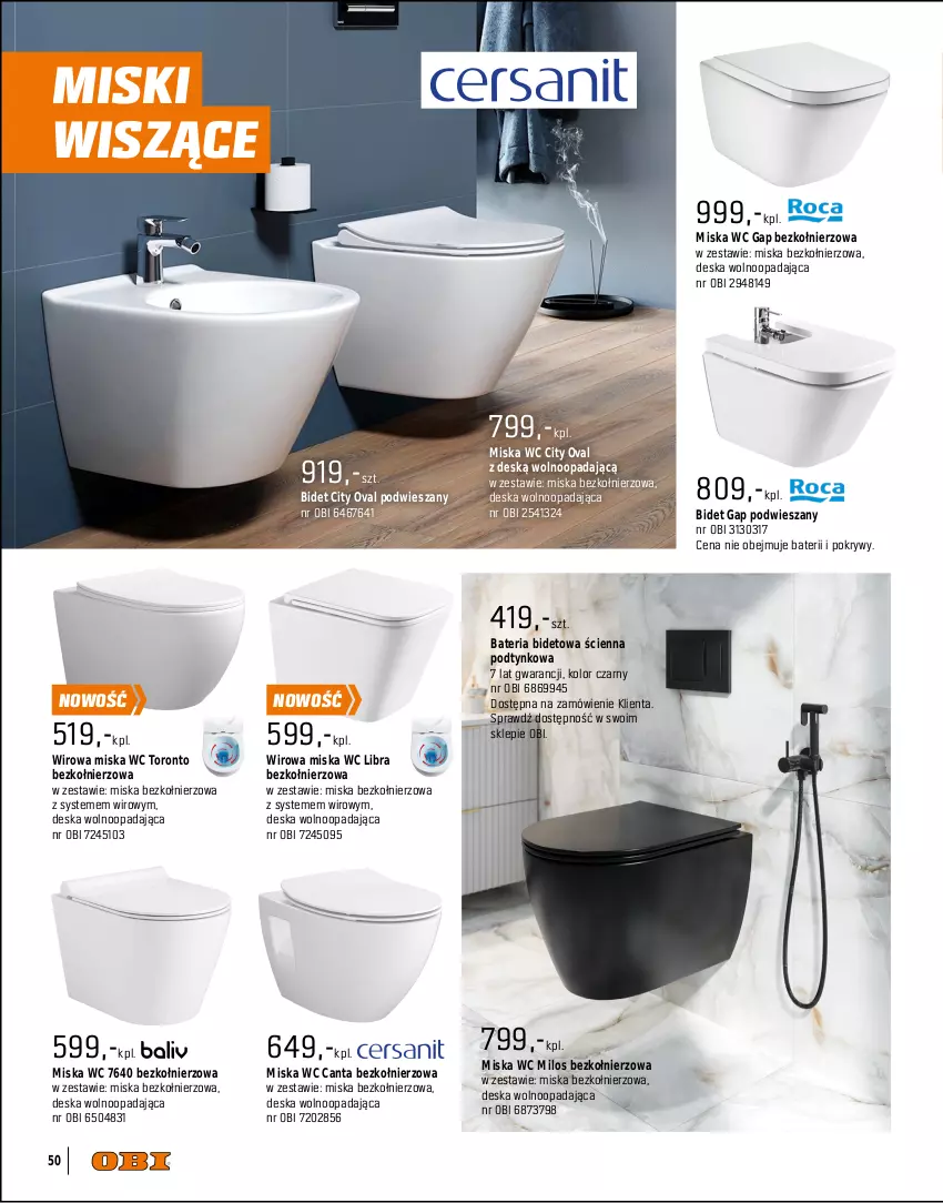 Gazetka promocyjna Obi - Gazetka OBI - ważna 01.09 do 31.12.2025 - strona 50 - produkty: Bateria, Deska wolnoopadająca, Kompakt WC, Miska