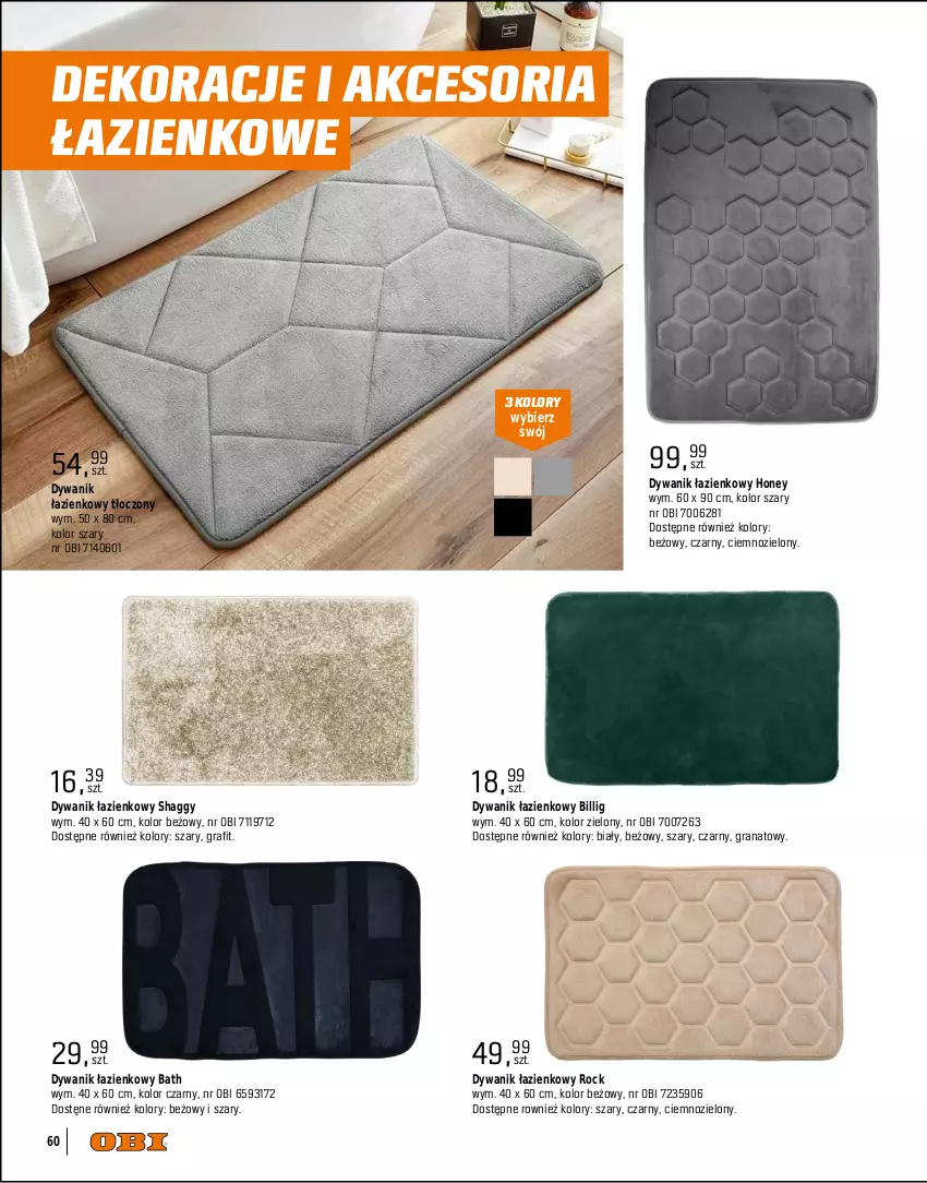 Gazetka promocyjna Obi - Gazetka OBI - ważna 01.09 do 31.12.2025 - strona 60 - produkty: Dywan, Dywanik, Dywanik łazienkowy, Gra, Granat, Haczyk, Lack, Mydelniczka, Papier, Półka, Ręcznik, Szczotka, Wieszak