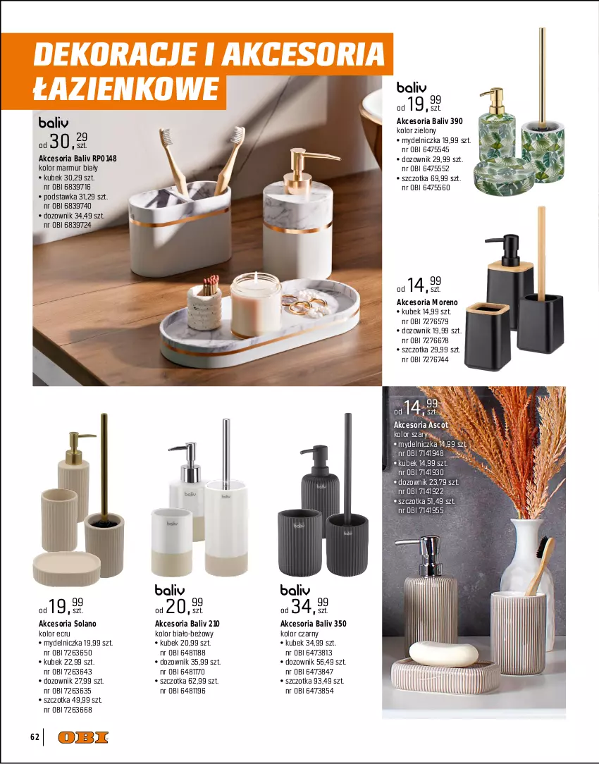 Gazetka promocyjna Obi - Gazetka OBI - ważna 01.09 do 31.12.2025 - strona 62 - produkty: Dozownik, Inka, Kubek, Lack, Lusterko kosmetyczne, Mydelniczka, Papier, Papier toaletowy, Ręcznik, Solan, Stojak, Stojak na papier toaletowy, Szczotka, Wieszak