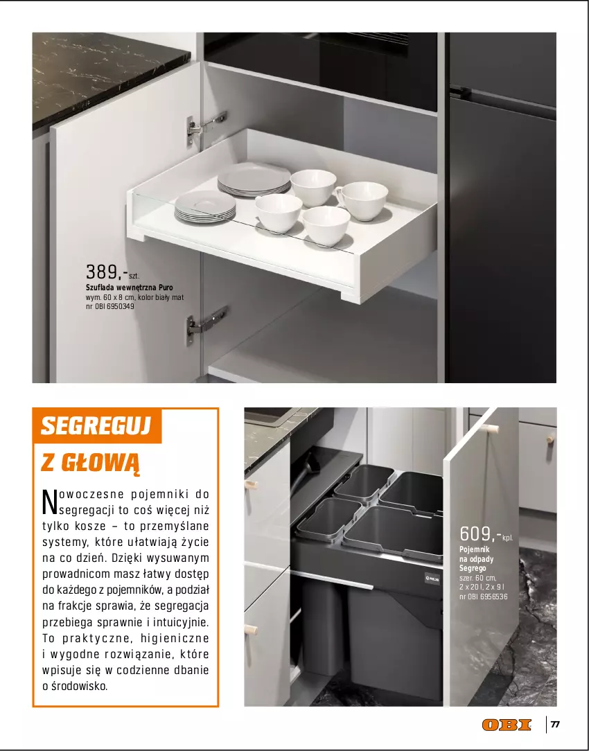 Gazetka promocyjna Obi - Gazetka OBI - ważna 01.09 do 31.12.2025 - strona 77 - produkty: Kosz, Kuchnia, Meble, Pojemnik, Pur, Zlew