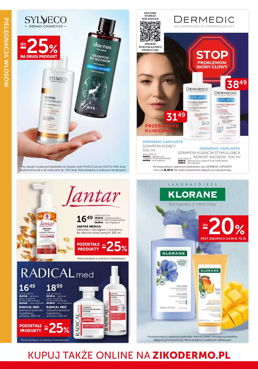 Gazetka promocyjna Ziko - Gazetka Ziko Dermo - ważna 16.10 do 29.10.2025 - strona 20 - produkty: Bursztyn, Capilarte, Dermedic, Klorane, Odżywka, Pielęgnacja włosów, Ser, Szampon, Top