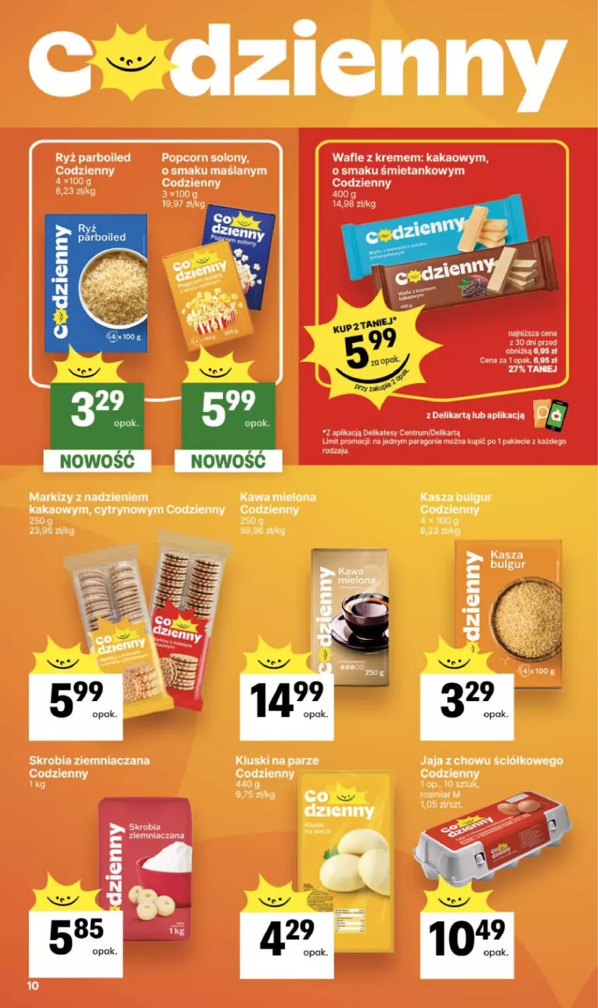 Gazetka promocyjna Delikatesy Centrum - Franczyza DC37 Czwartek - ważna 10.09 do 16.09.2026 - strona 10 - produkty: Jaja, Kakao, Kawa, Kawa mielona, Kluski na parze, LG, Popcorn, Rum, Ryż, Ryż parboiled, Skrobia ziemniaczana, Wafle