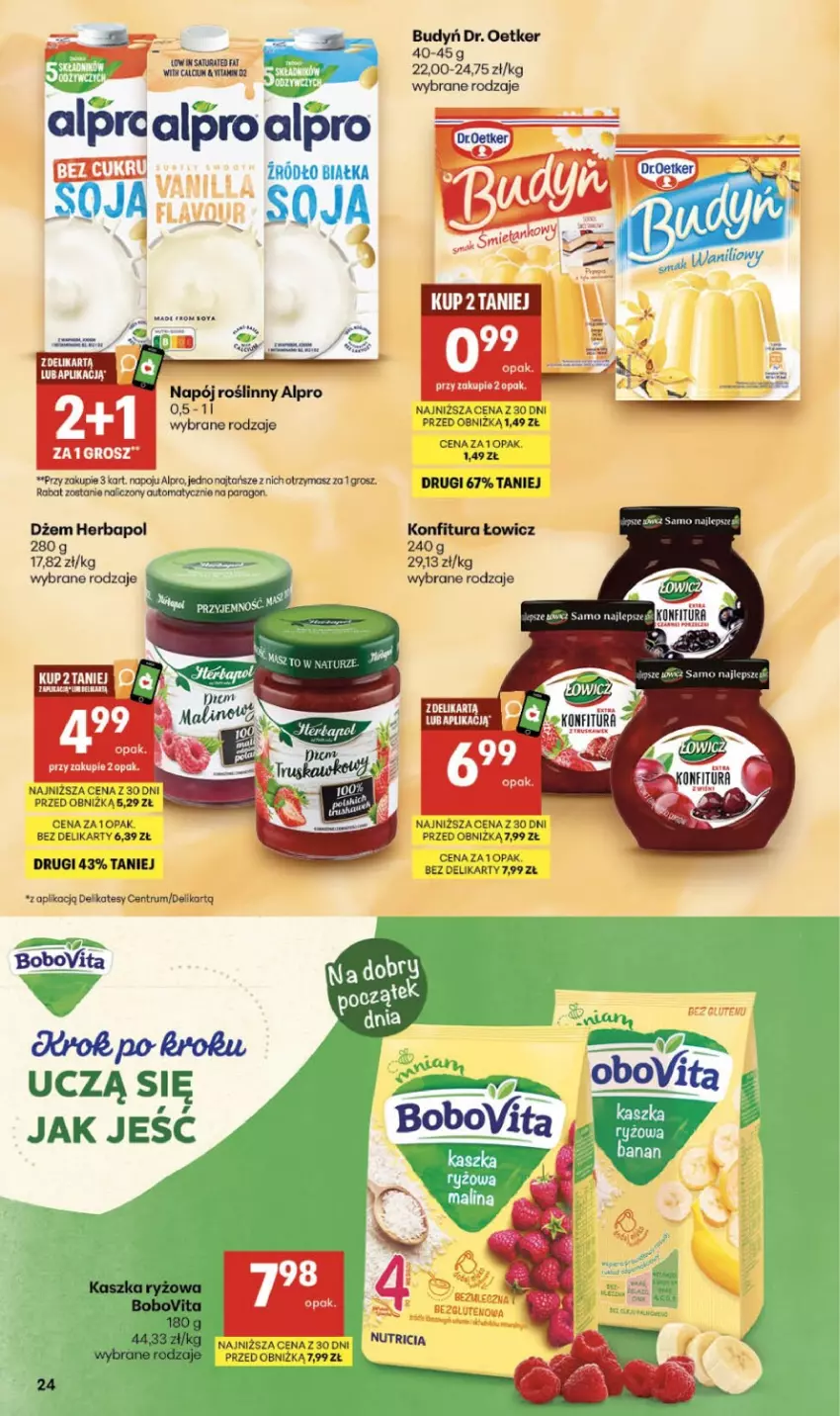 Gazetka promocyjna Delikatesy Centrum - Franczyza DC37 Czwartek - ważna 10.09 do 16.09.2026 - strona 24 - produkty: Alpro, BoboVita, Budyń, Dr. Oetker, Dżem, Fa, Herbapol, Konfitura, Napój, Napój roślinny, Rum, Ryż, Vita C