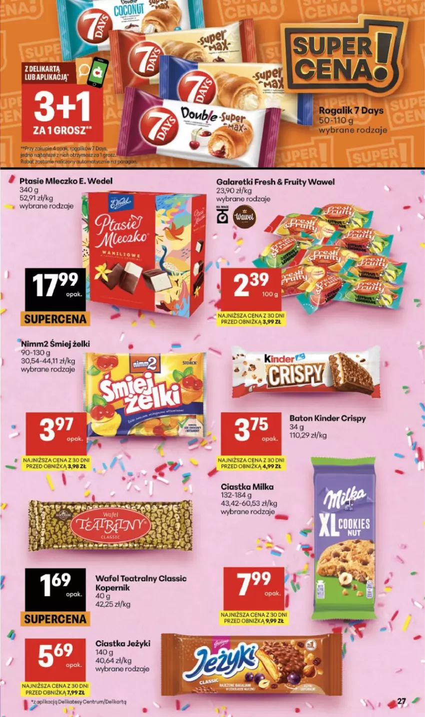 Gazetka promocyjna Delikatesy Centrum - Franczyza DC37 Czwartek - ważna 10.09 do 16.09.2026 - strona 27 - produkty: 7 Days, Baton, Ciastka, E. Wedel, Gala, Galaretki, Jeżyki, Kinder, Milka, Mleczko, Nimm2, Por, Ptasie mleczko, Rum, Wawel