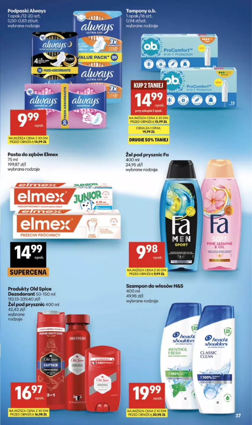 Gazetka promocyjna Delikatesy Centrum - Franczyza DC37 Czwartek - ważna 10.09 do 16.09.2026 - strona 37 - produkty: Always, Dezodorant, Elmex, Fa, Old Spice, Pasta do zębów, Podpaski