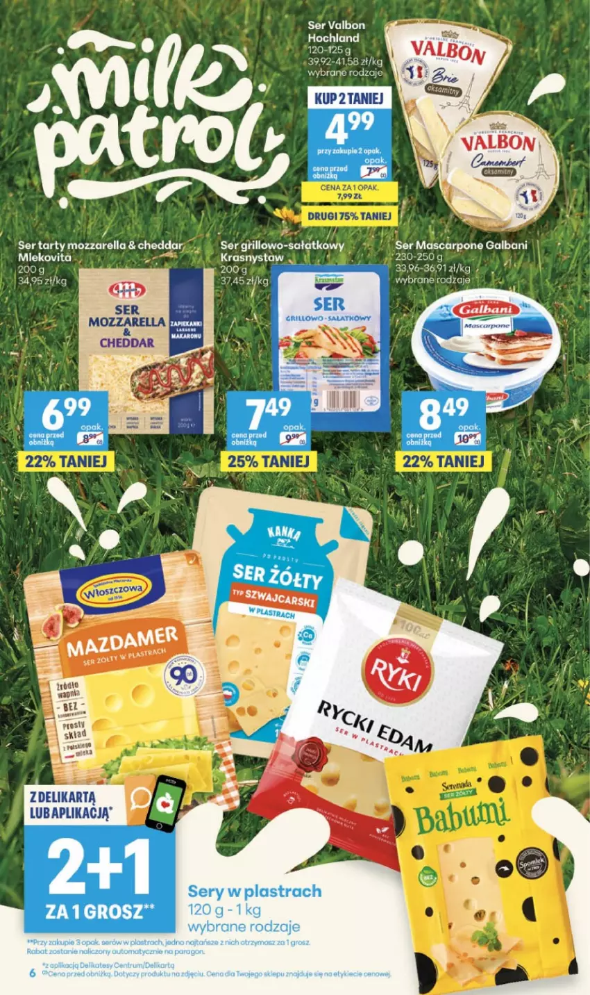 Gazetka promocyjna Delikatesy Centrum - Franczyza DC37 Czwartek - ważna 10.09 do 16.09.2026 - strona 6 - produkty: Cheddar, Galbani, Grill, Hochland, Mascarpone, Mozzarella, Sałat, Ser