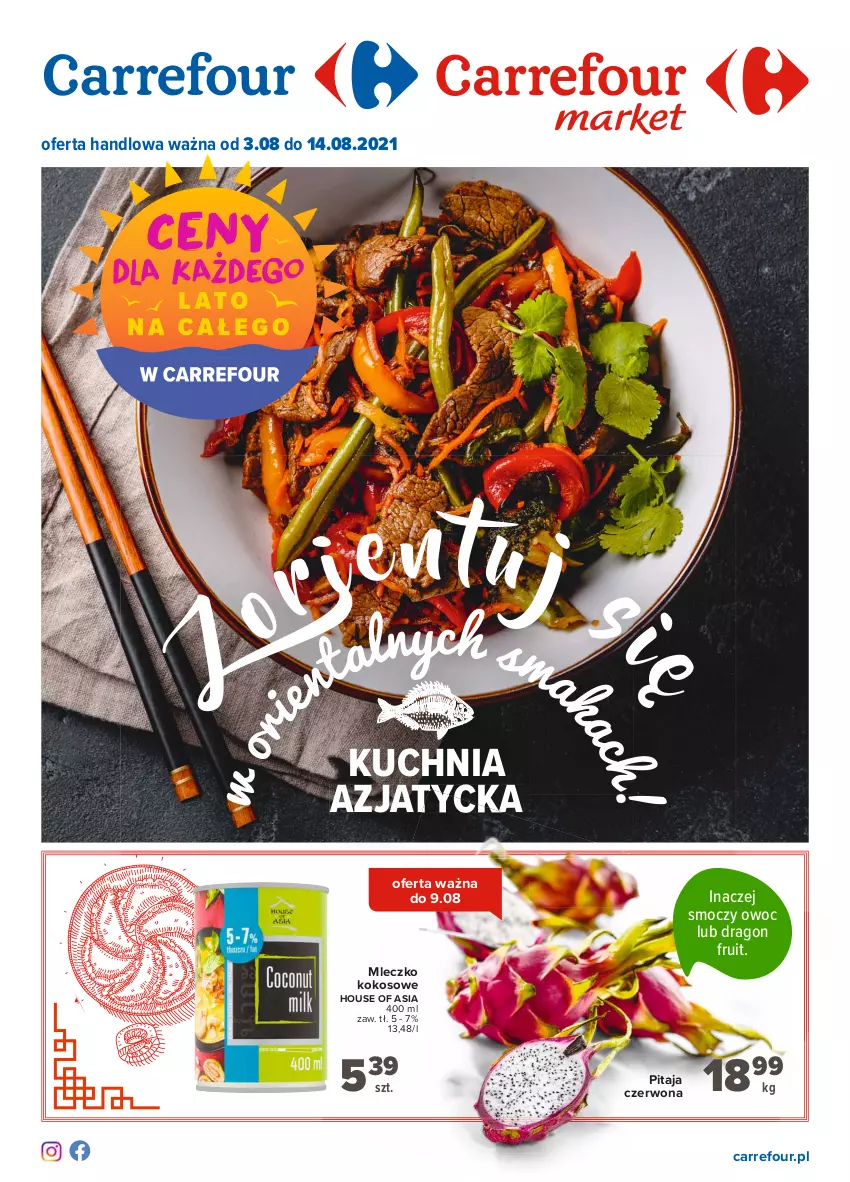 Gazetka promocyjna Carrefour - Gazetka Kuchnia azjatycka - ważna 02.08 do 14.08.2021 - strona 1 - produkty: House of Asia, Kokos, Kuchnia, Mleczko