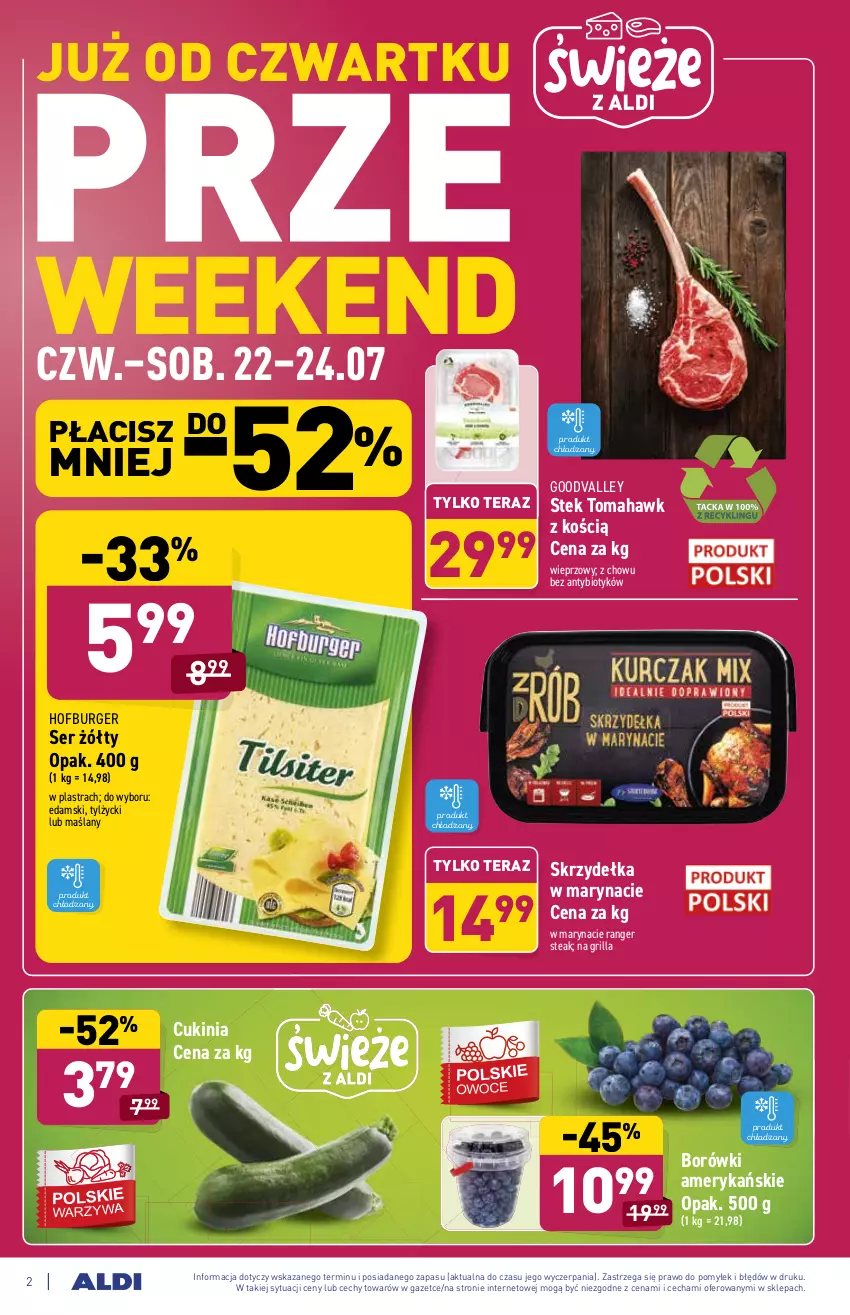 Gazetka promocyjna Aldi - PROMOCJE NA WEEKEND - ważna 22.07 do 24.07.2021 - strona 2 - produkty: Burger, Edam, Grill, Hofburger, Ser, Stek, Tera