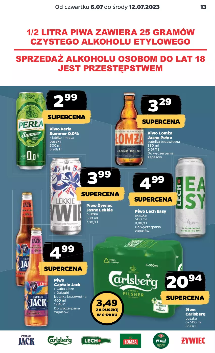 Gazetka promocyjna Netto - Artykuły spożywcze - ważna 06.07 do 12.07.2023 - strona 13 - produkty: Captain Jack, Carlsberg, Gra, Mięta, Perła, Piwa, Piwo