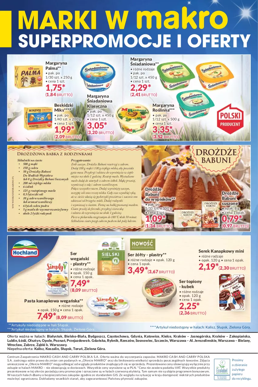 Gazetka promocyjna Makro - [Oferta specjalna] Marki w MAKRO - ważna 23.03 do 03.04.2021 - strona 4 - produkty: Babka, Babuni, Beskidzki, Danio, Drożdże, Foremki, Gra, Kosz, Kubek, Margaryna, Masło, Olej, Palma, Papier, Piec, Piekarnik, Rodzynki, Rum, Ser, Ser topiony, Serek, Serek kanapkowy, Sos, Szal, Top