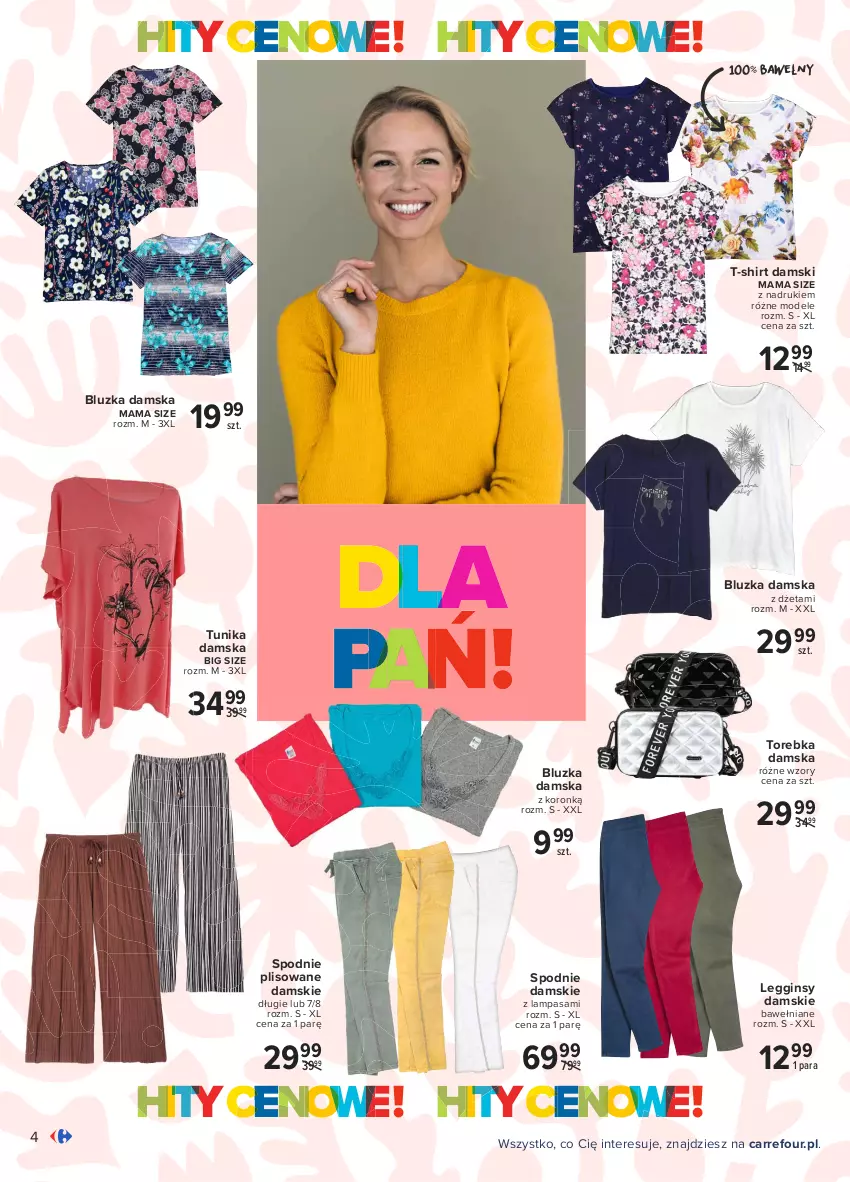 Gazetka promocyjna Carrefour - Gazetka Hity cenowe - ważna 19.04 do 30.04.2021 - strona 4 - produkty: Gin, Lampa, Legginsy, Spodnie, T-shirt, Torebka, Tunika