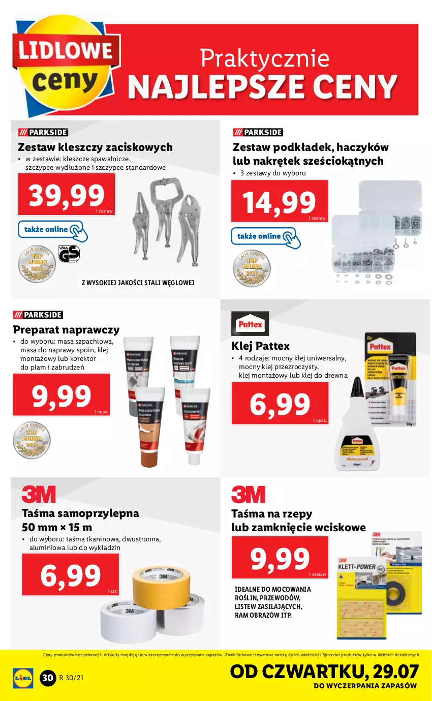 Gazetka promocyjna Lidl - GAZETKA - ważna 26.07 do 31.07.2021 - strona 30 - produkty: Haczyk, Klej, Masa szpachlowa, Mop, Obraz, Podkład, Sok, Szczypce