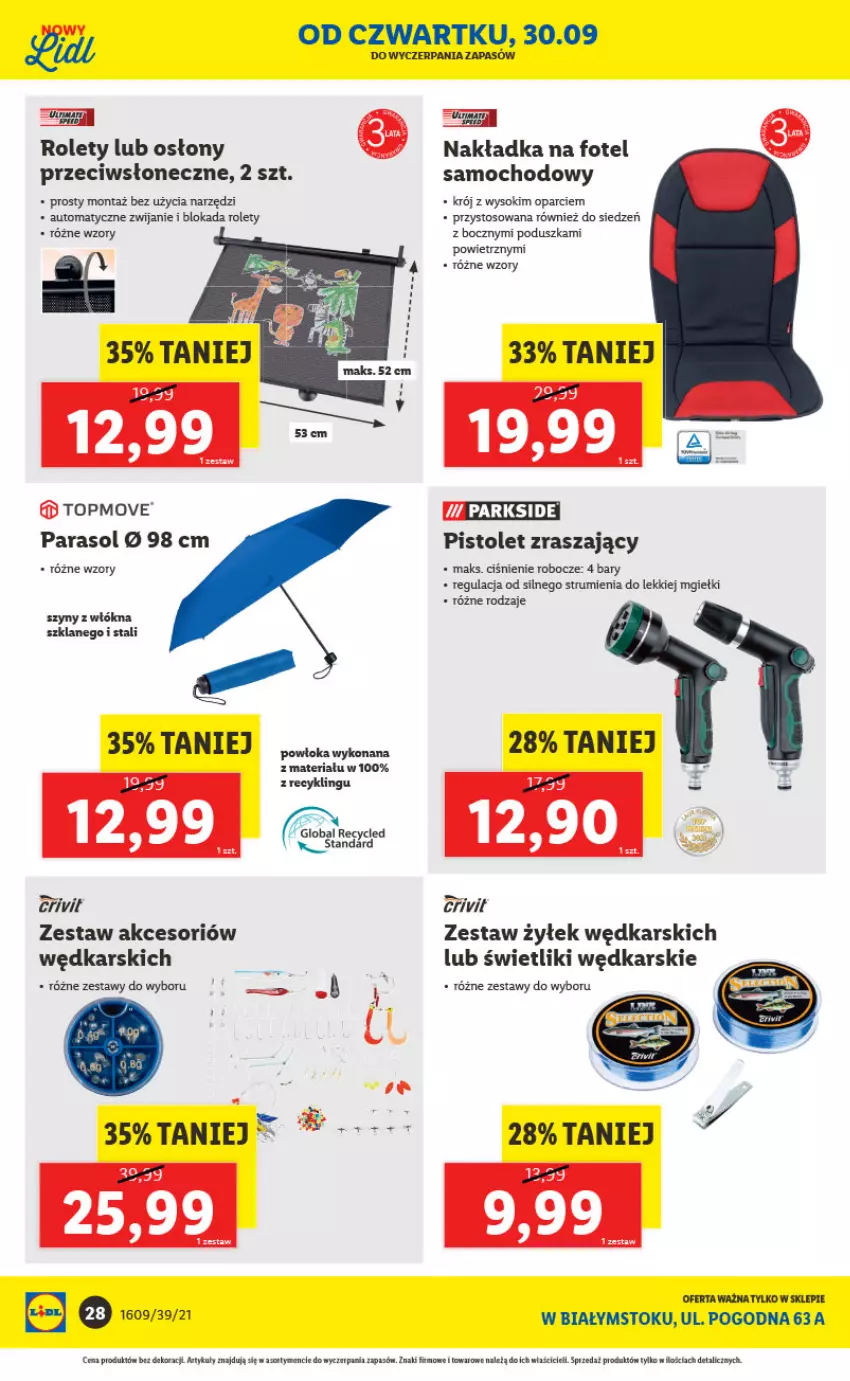 Gazetka promocyjna Lidl - Ponowne otwarcie Lidla - ważna 04.10 do 09.10.2021 - strona 28 - produkty: Fotel, Panda, Parasol, Parkside, Pistolet, Poduszka, Rum, Sok, Szyny, Tera, Top