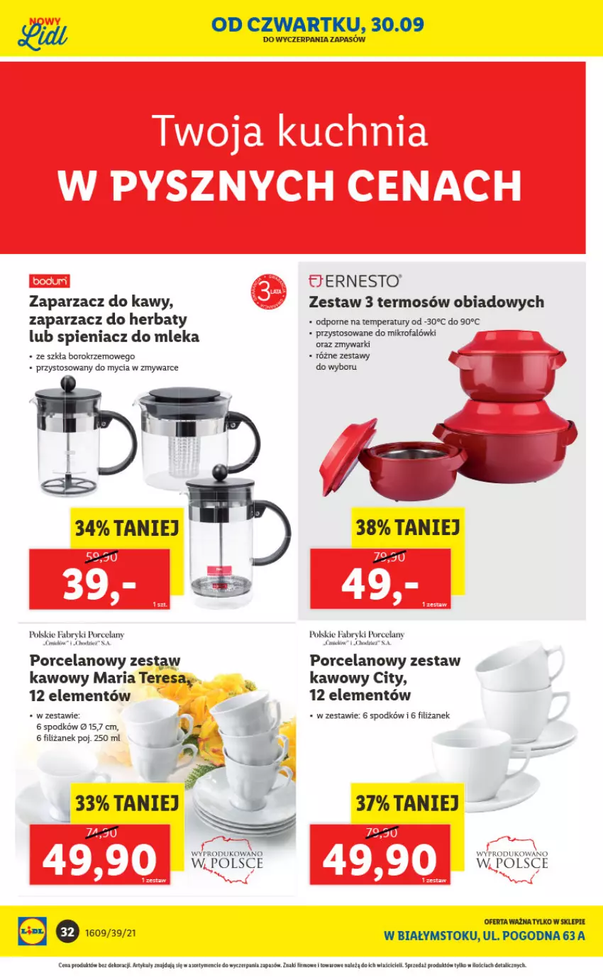 Gazetka promocyjna Lidl - Ponowne otwarcie Lidla - ważna 04.10 do 09.10.2021 - strona 32 - produkty: Fa, Panda, Por, Tera, Termos, Zaparzacz, Zaparzacz do kawy, Zmywarki