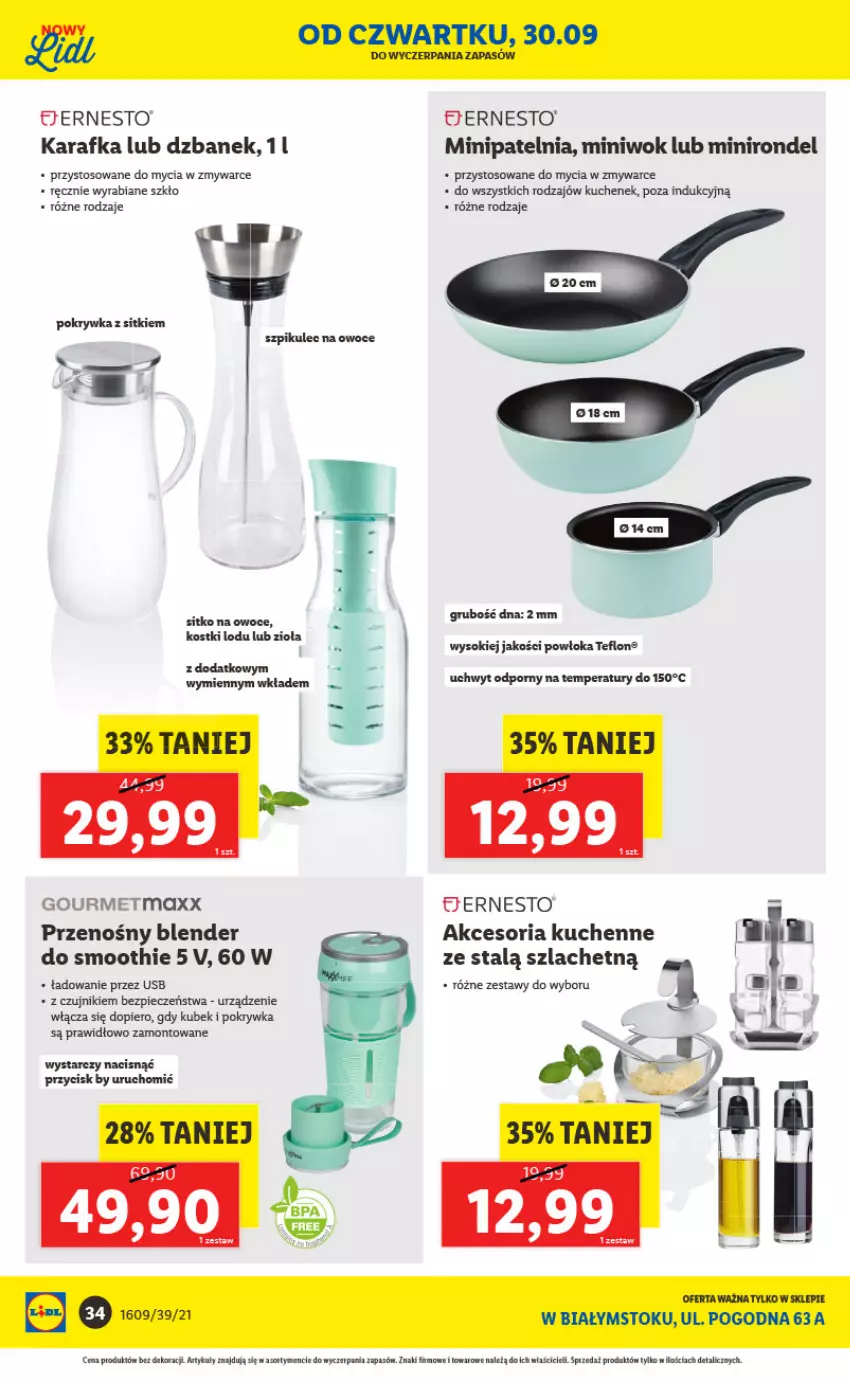 Gazetka promocyjna Lidl - Ponowne otwarcie Lidla - ważna 04.10 do 09.10.2021 - strona 34 - produkty: Blender, Dzbanek, Karafka, Kubek, Owoce, Panda, Patelnia, Piec, Por, Rondel, Sitko, Smoothie, Tera