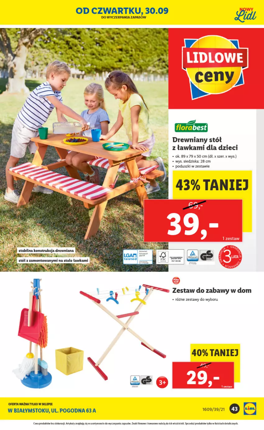 Gazetka promocyjna Lidl - Ponowne otwarcie Lidla - ważna 04.10 do 09.10.2021 - strona 43 - produkty: Dzieci, Stół