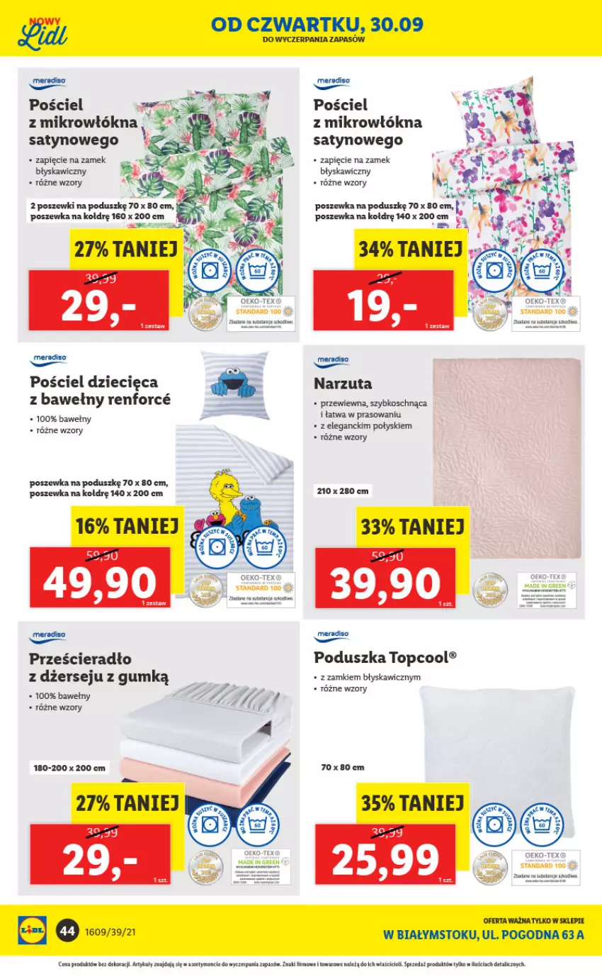 Gazetka promocyjna Lidl - Ponowne otwarcie Lidla - ważna 04.10 do 09.10.2021 - strona 44 - produkty: Acana, Dzieci, Narzuta, Panda, Poduszka, Pościel, Poszewka, Prześcieradło, Tera, Top