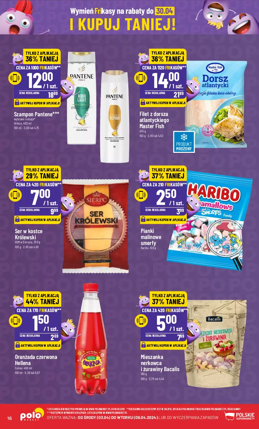 Gazetka promocyjna PoloMarket - Gazetka pomocyjna - ważna 03.04 do 09.04.2024 - strona 16 - produkty: BIC, Dorsz, Filet z dorsza atlantyckiego, Haribo, Hellena, Królewski, Oranżada, Pantene, Ser, Szampon