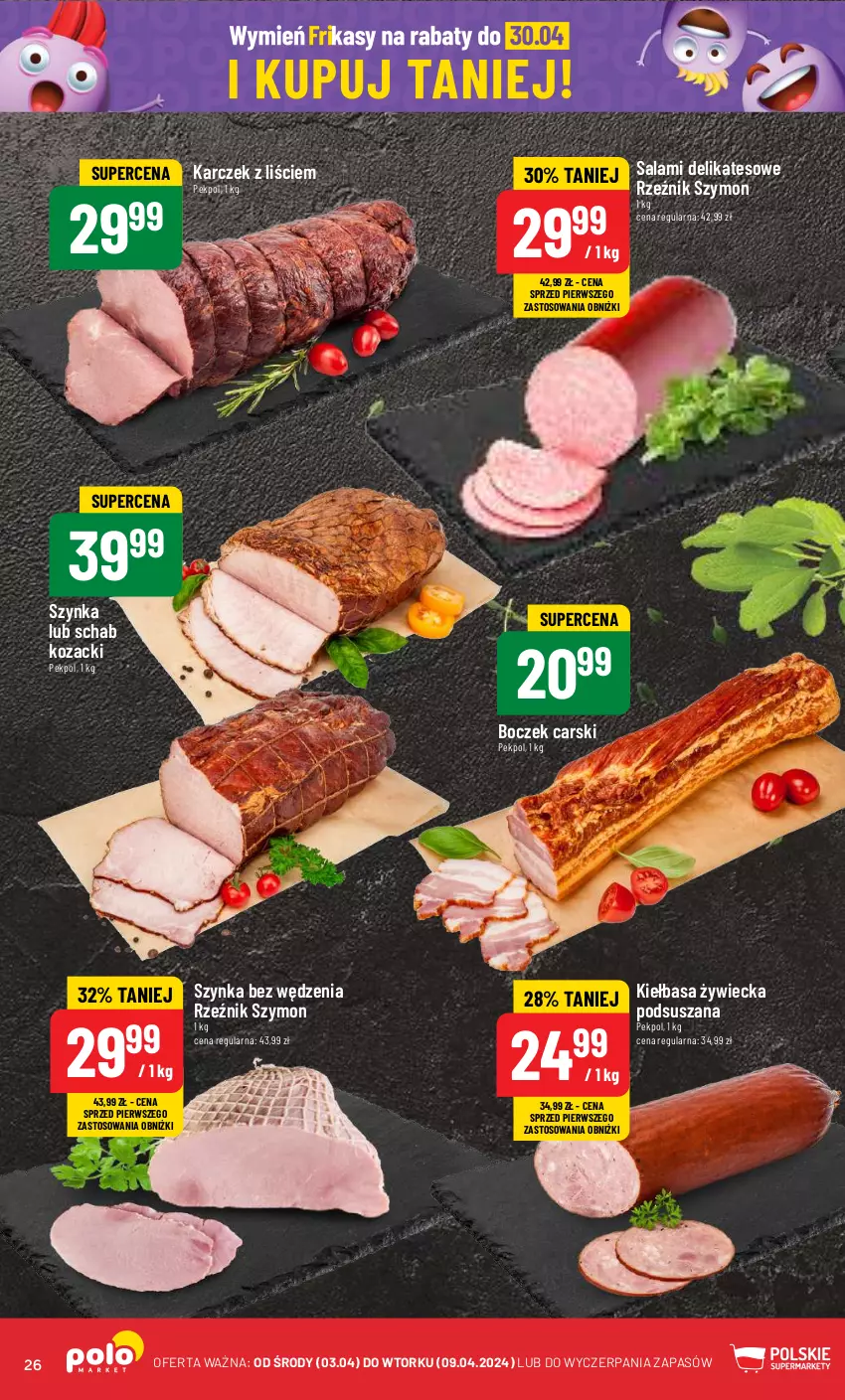 Gazetka promocyjna PoloMarket - Gazetka pomocyjna - ważna 03.04 do 09.04.2024 - strona 26 - produkty: Boczek, Cars, Kiełbasa, Pekpol, Salami, Szynka